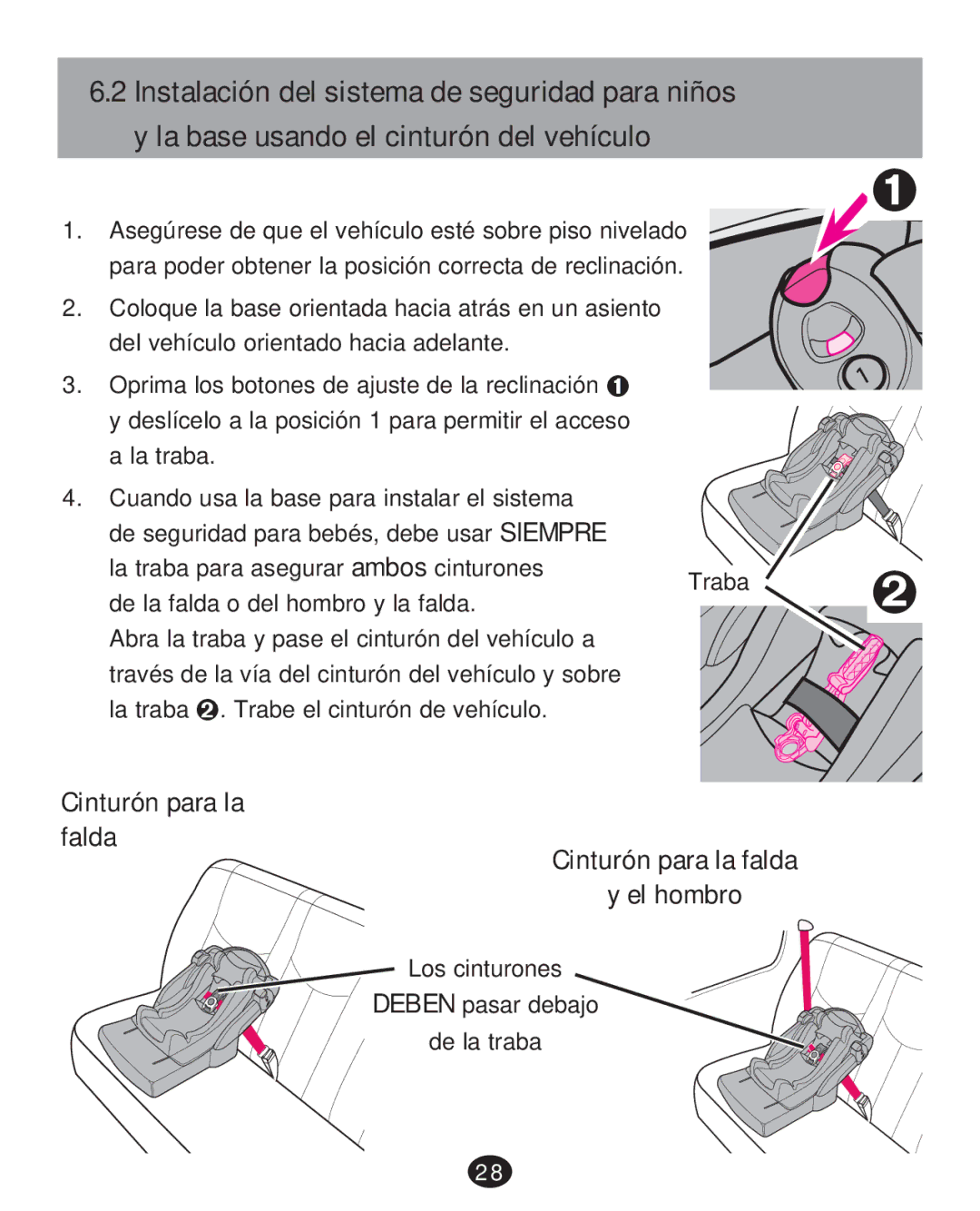 Graco PD215585A manual Cinturón para la falda El hombro 