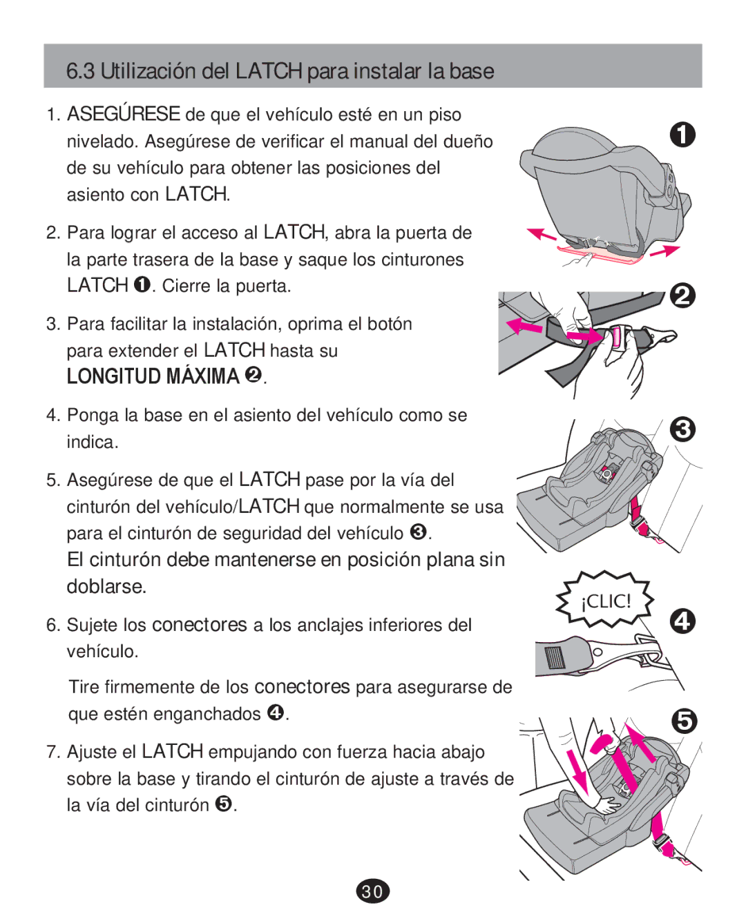 Graco PD215585A manual Utilización del Latch para instalar la base 