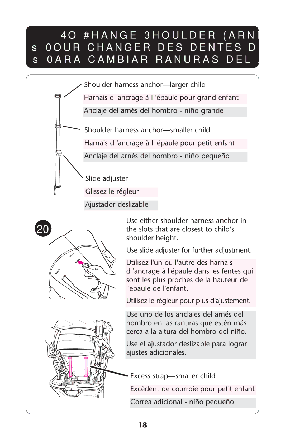 Graco PD216493B owner manual 4O #HANGE 3HOULDER Arnessn 3LOTS 