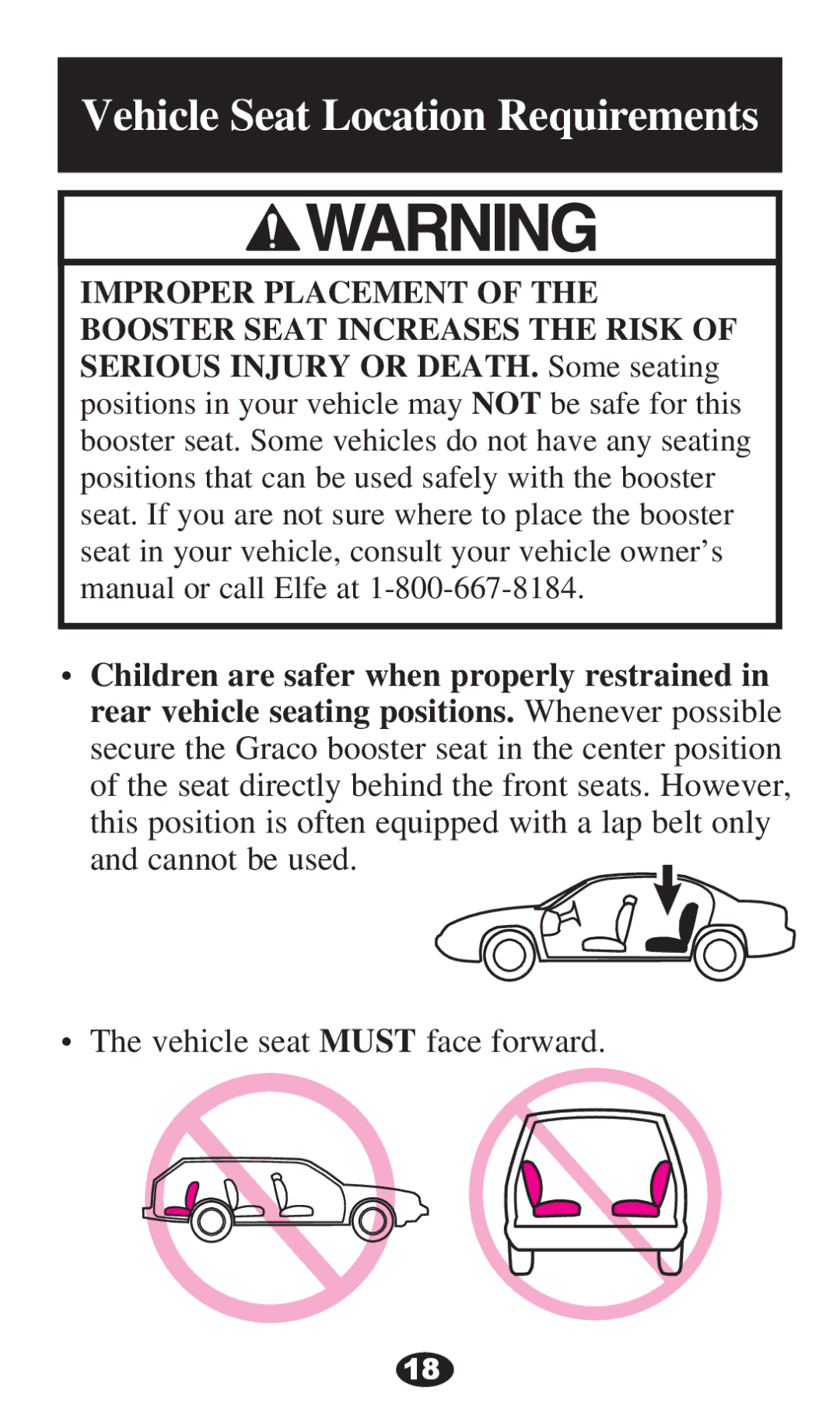 Graco PD220791A 8/12 owner manual Vehicle Seat Location Requirements 