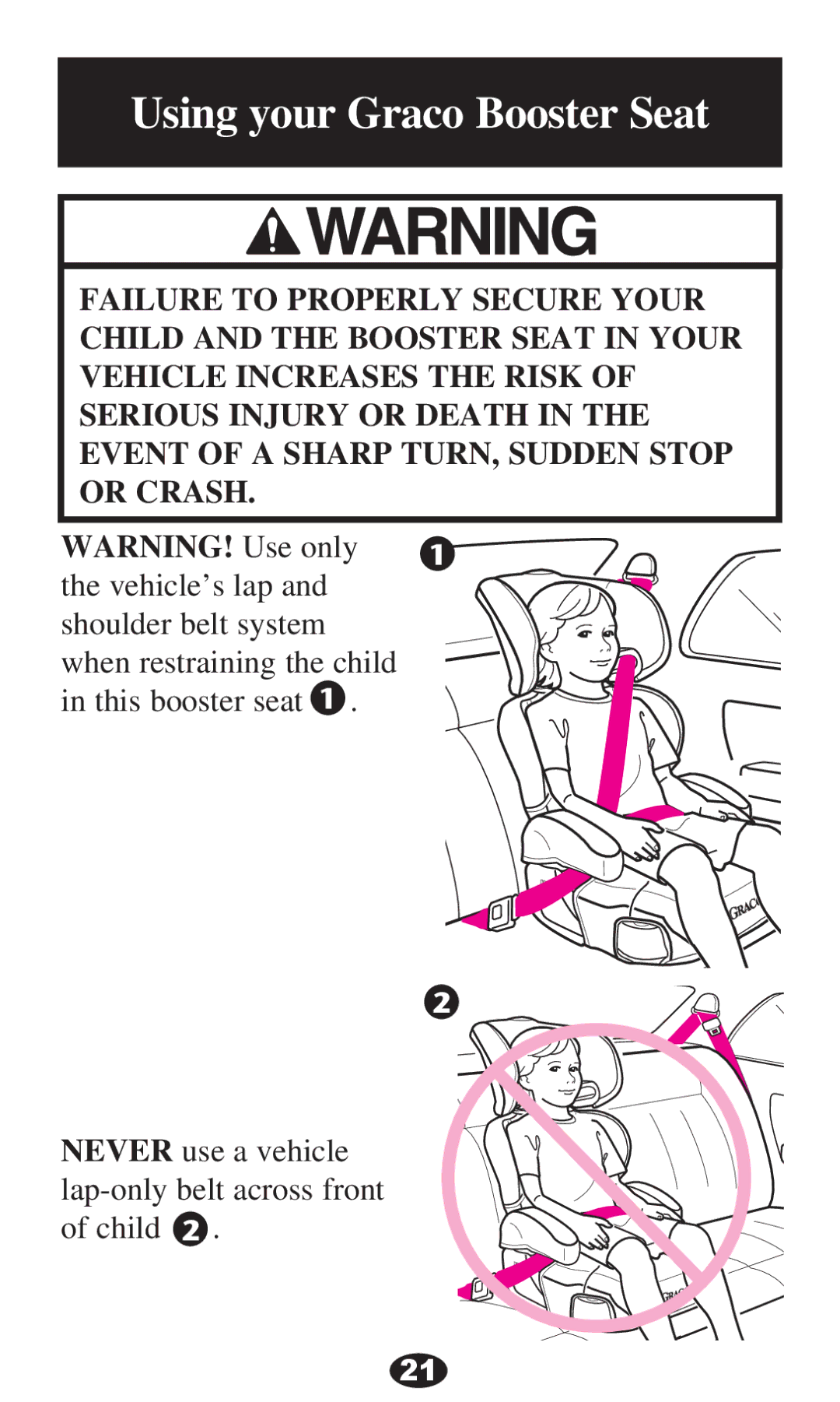 Graco PD220791A 8/12 owner manual Using your Graco Booster Seat 