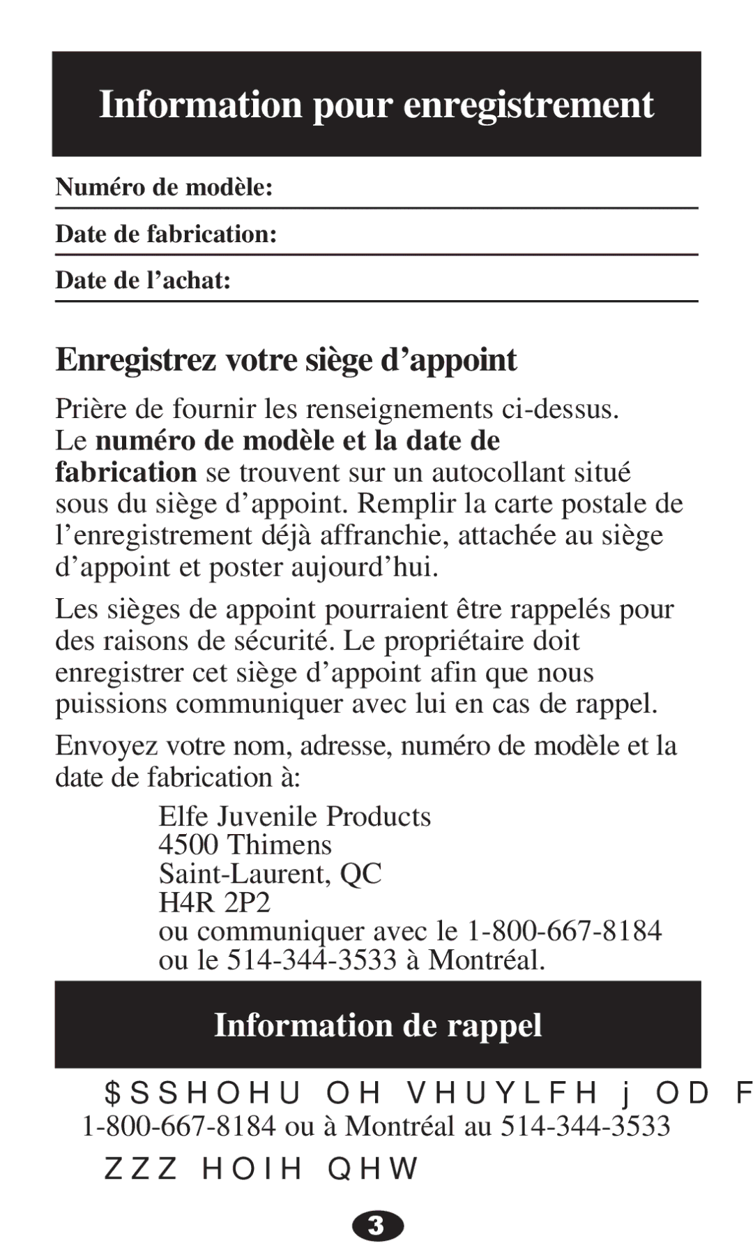 Graco PD220791A 8/12 owner manual Information pour enregistrement, Enregistrez votre siège d’appoint 