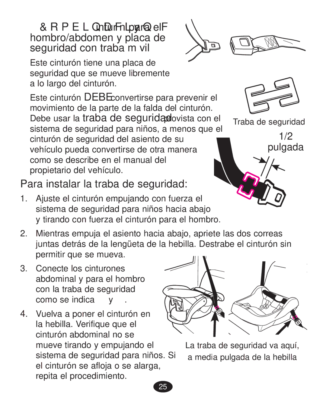 Graco PD223368A manual Para instalar la traba de seguridad 