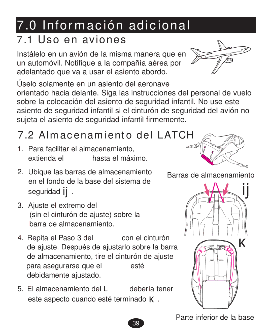 Graco PD223368A manual Información adicional, Uso en aviones 