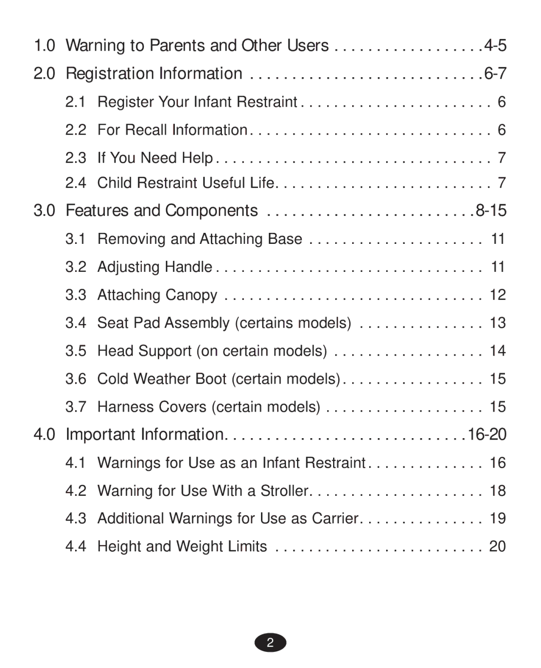 Graco PD223368A manual Features and Components, Important Information 