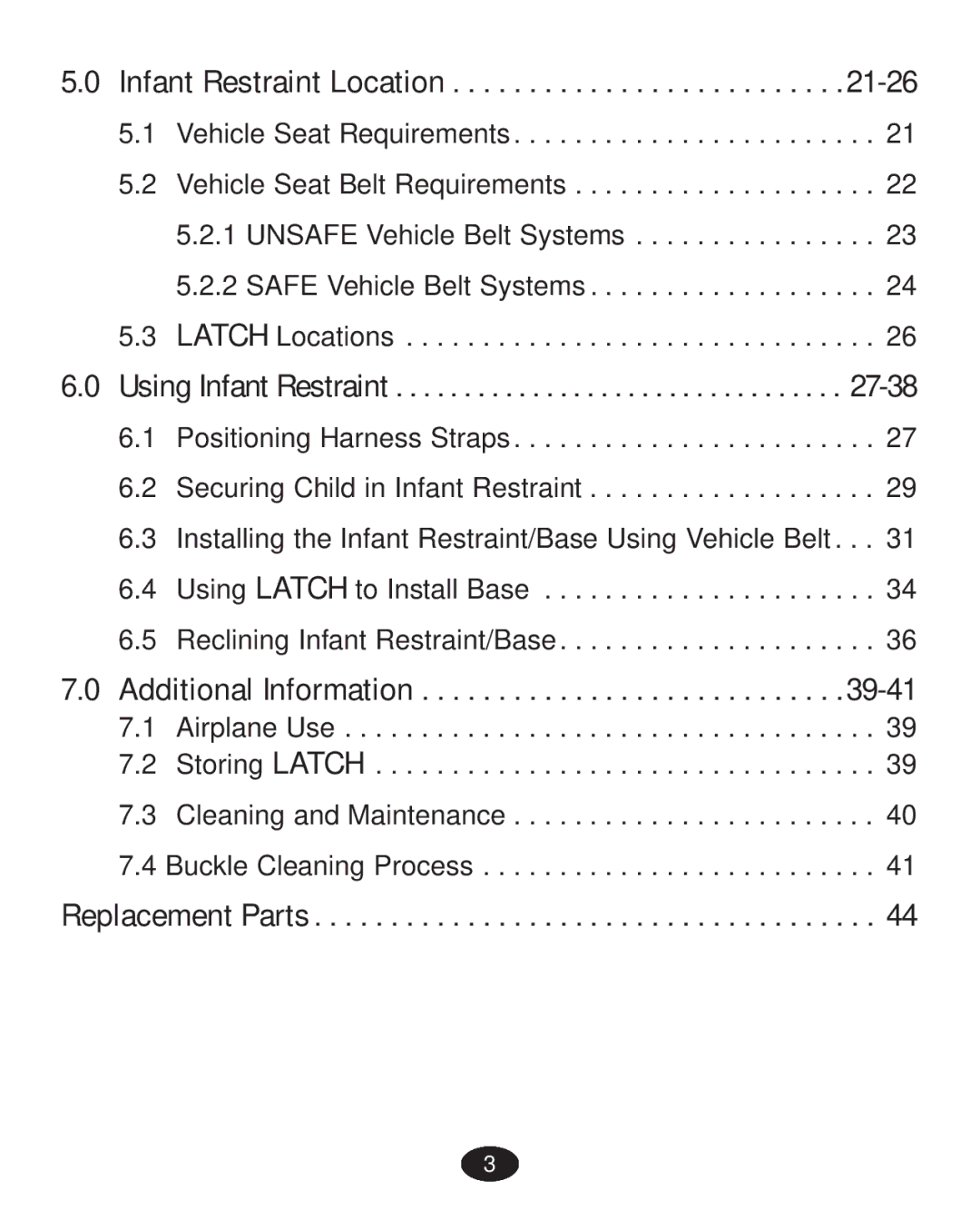 Graco PD223368A manual Infant Restraint Location, Using Infant Restraint, Replacement Parts 