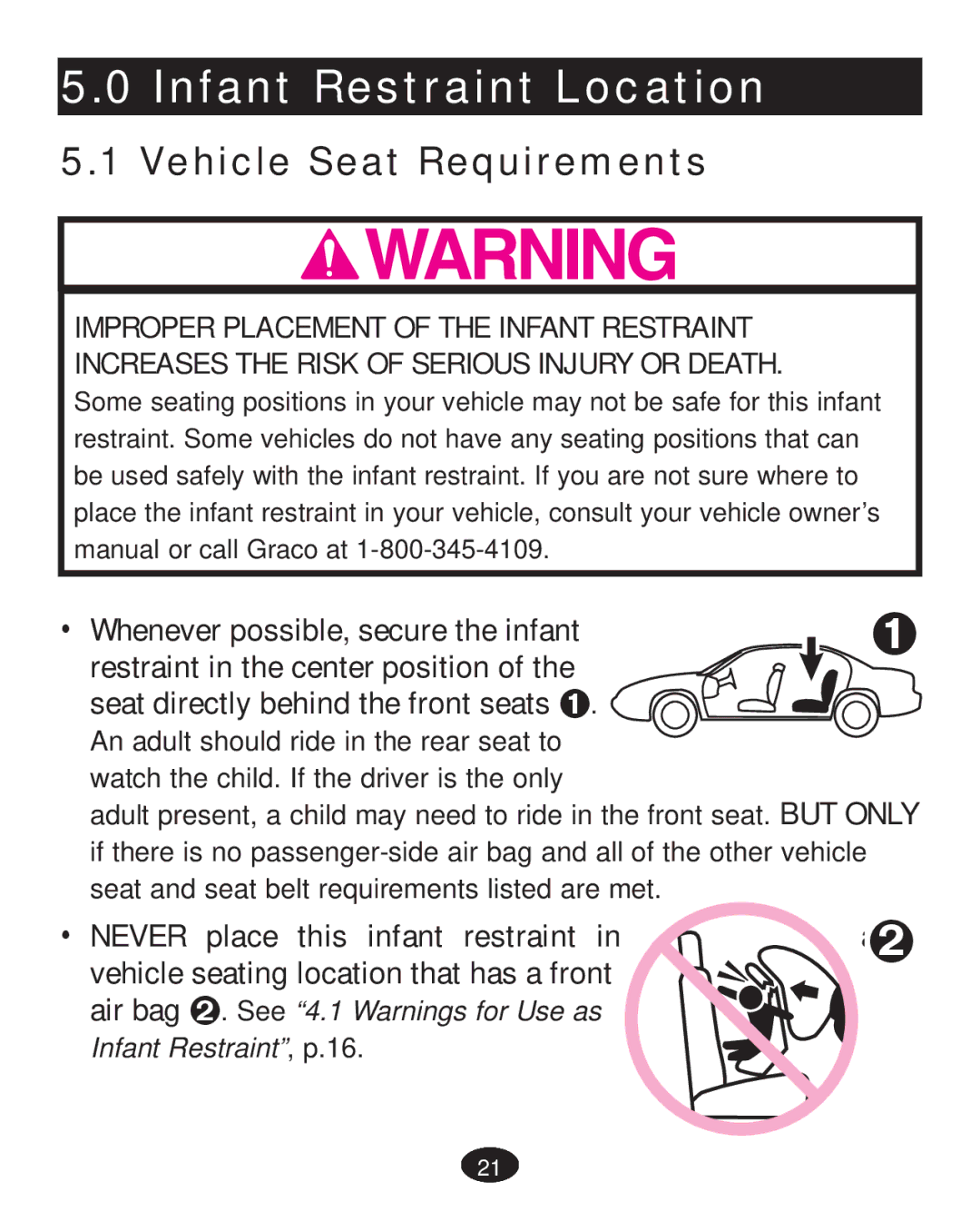 Graco PD223368A manual Infant Restraint Location, Vehicle Seat Requirements 