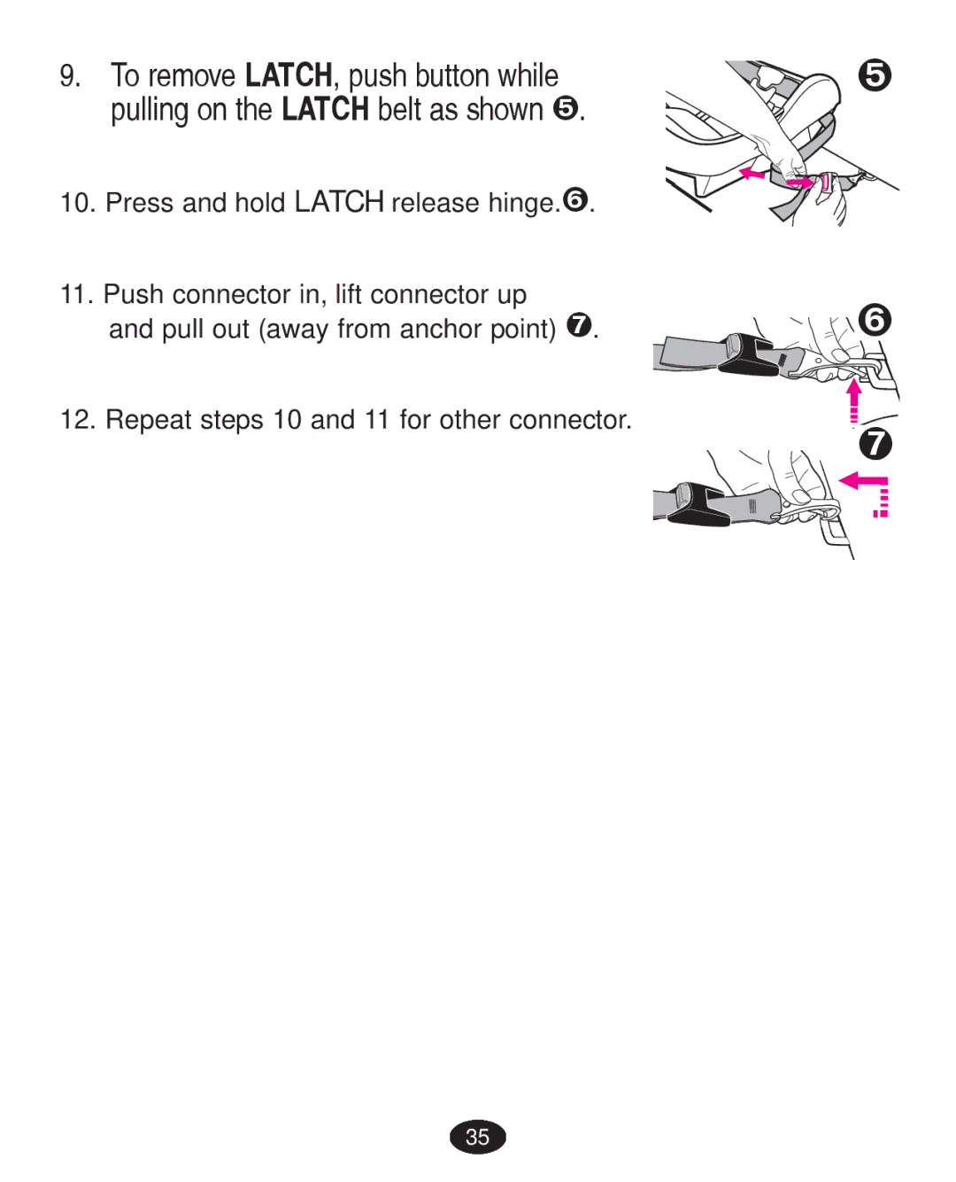 Graco PD223368A manual  7RUHPRYH/$7&+SXVKEXWWRQZKLOH 