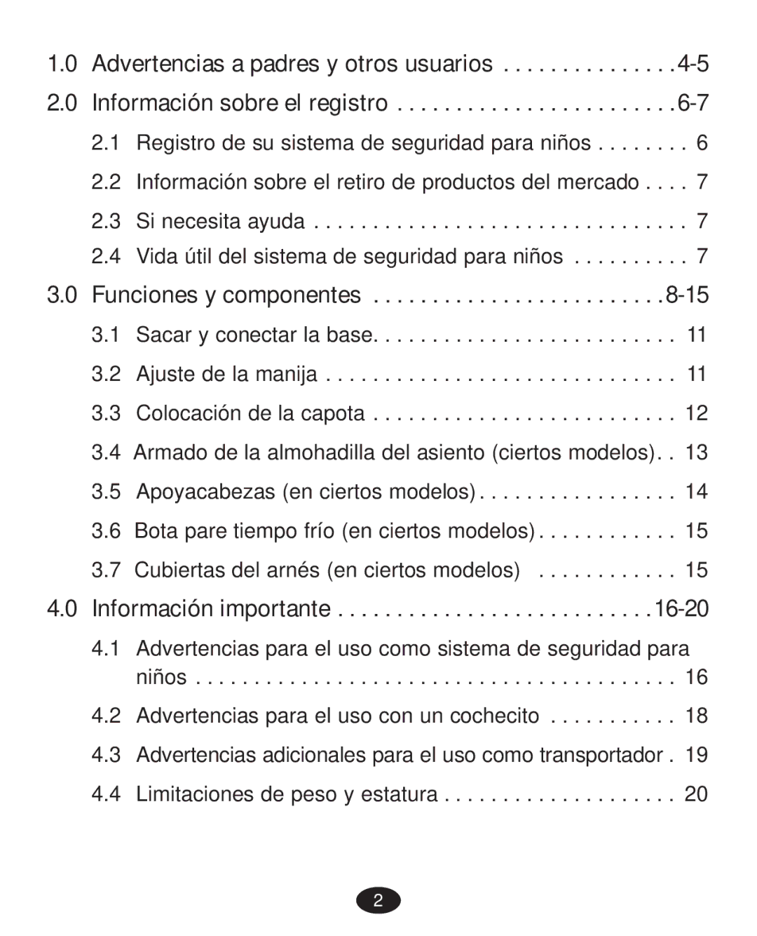 Graco PD223368A manual Funciones y componentes, Información importante 