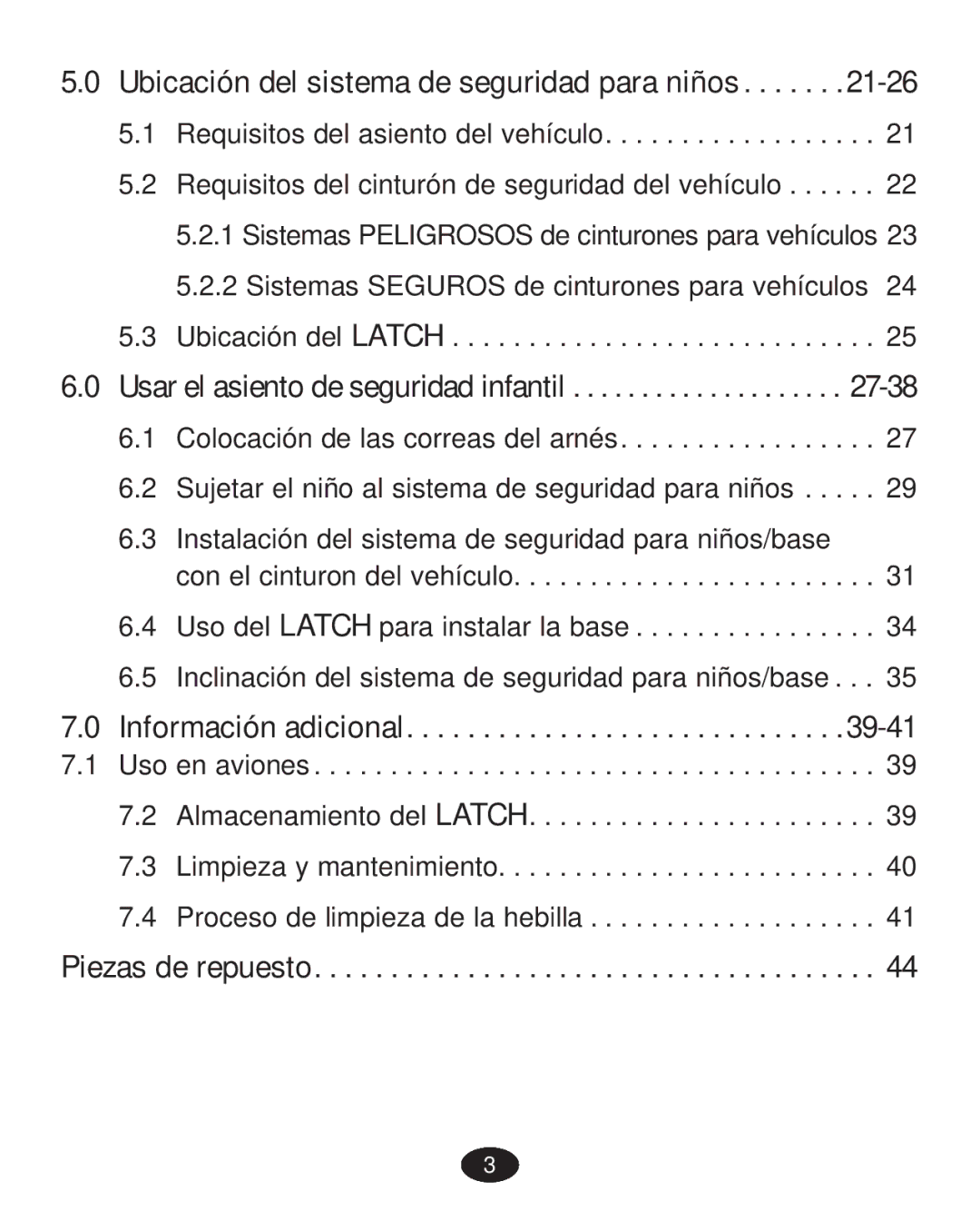 Graco PD223368A Ubicación del sistema de seguridad para niños, Usar el asiento de seguridad infantil, Piezas de repuesto 