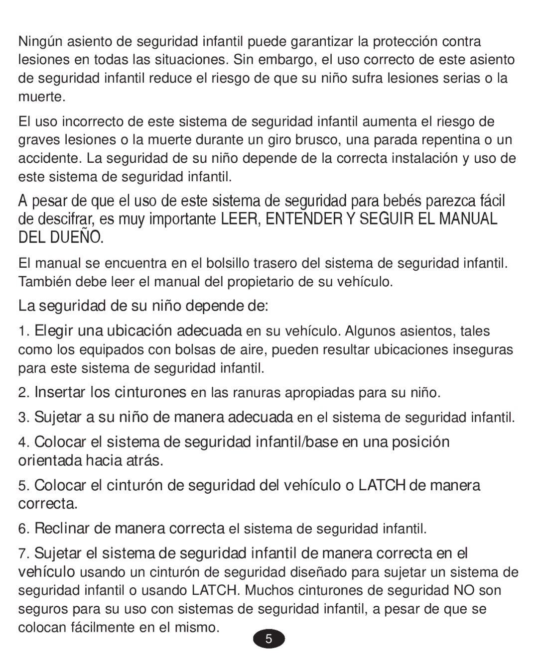 Graco PD223368A manual La seguridad de su niño depende de 