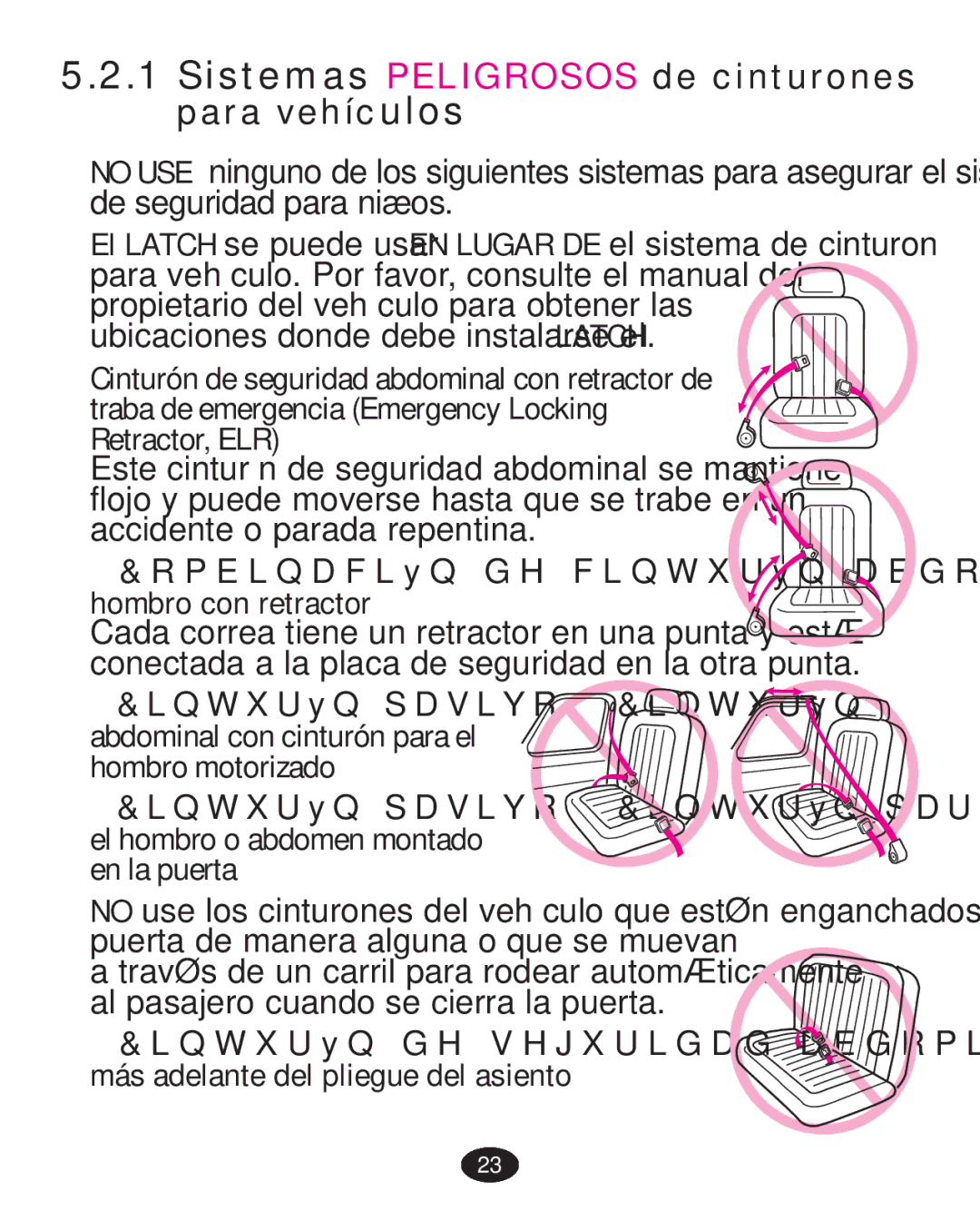 Graco PD223368A manual Sistemas Peligrosos de cinturones para vehículos, Hombro motorizado 