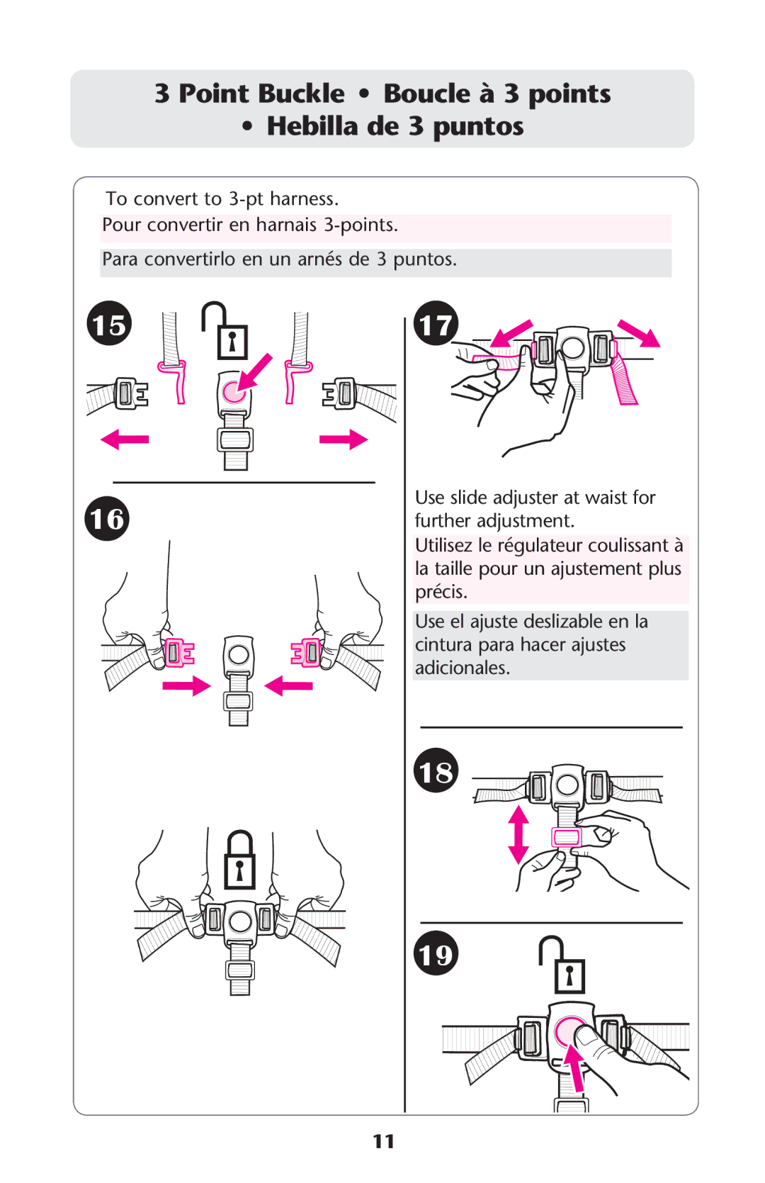 Graco PD223741A manual 0OINTIUCKLE s Oucle ÌÌPOINTS Ss Ebillaide PUNTOS 