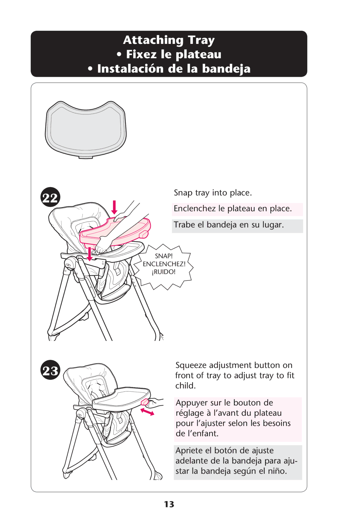 Graco PD223741A manual Snap tray into place 