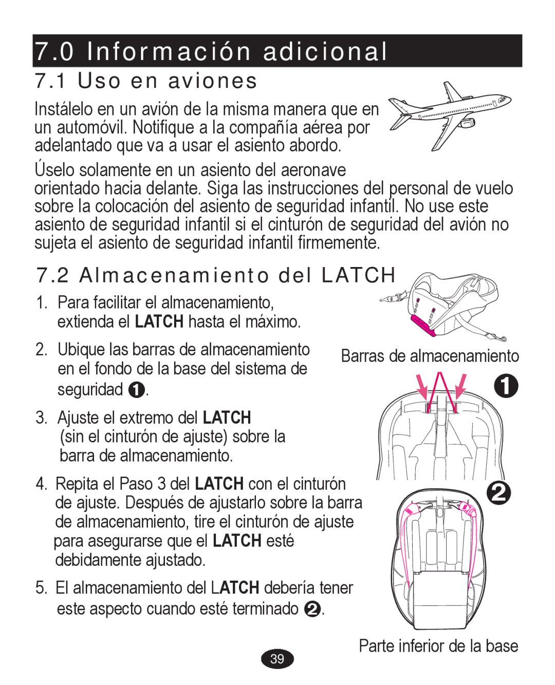 Graco PD224061A owner manual Información adicional, Uso en aviones 