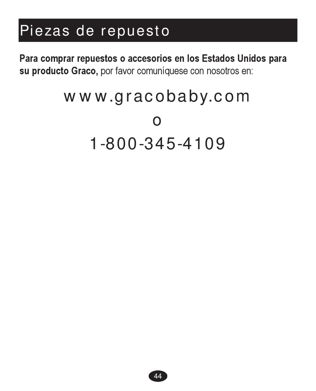 Graco PD224061A owner manual Piezas de repuesto 