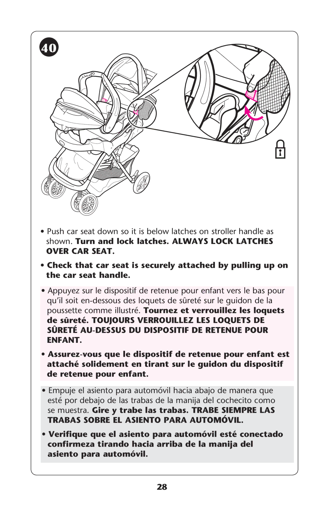 Graco PD224061A owner manual 6ERIFIQUEFQUEUEL Asientoepara Automøvilmestï Conectadoc 