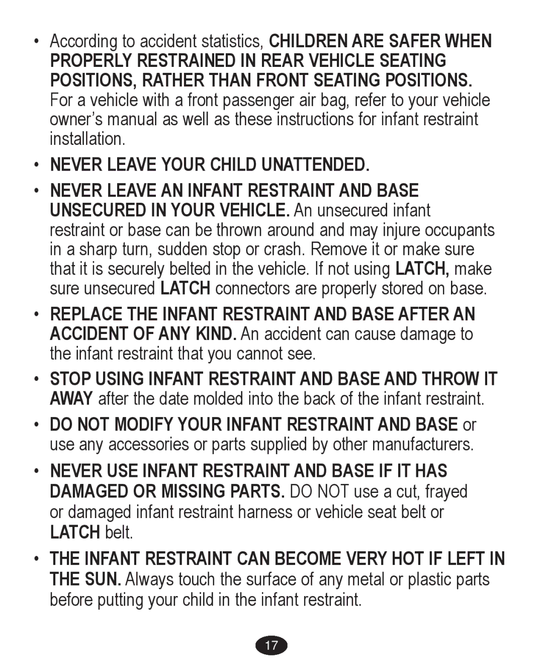 Graco PD224061A owner manual ‡ Never Leave Your Child Unattended 