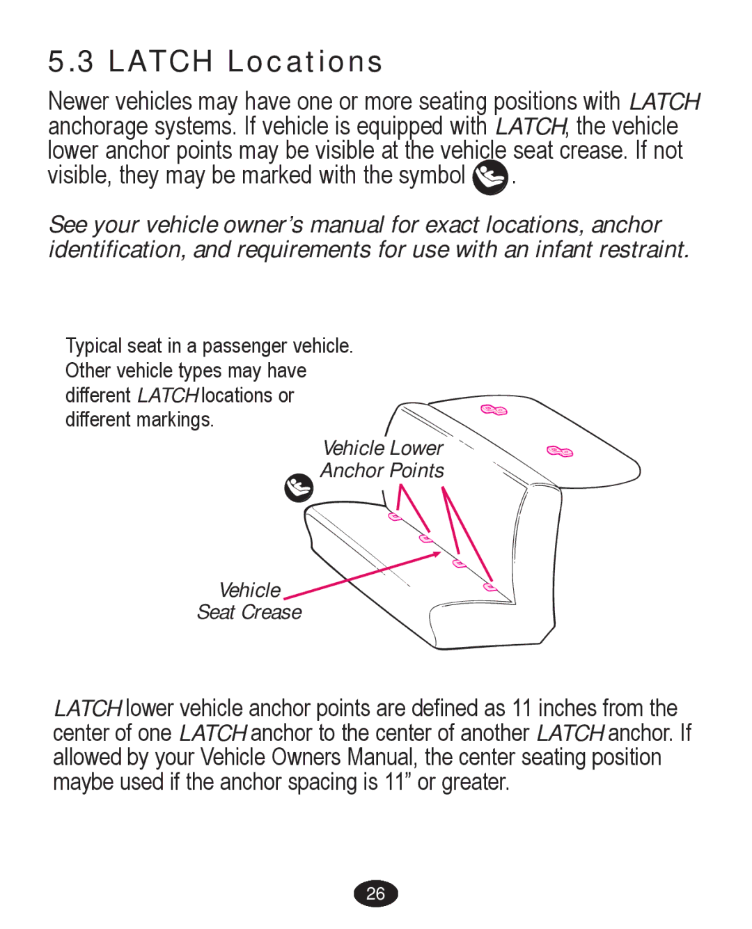 Graco PD224061A owner manual Latch Locations 