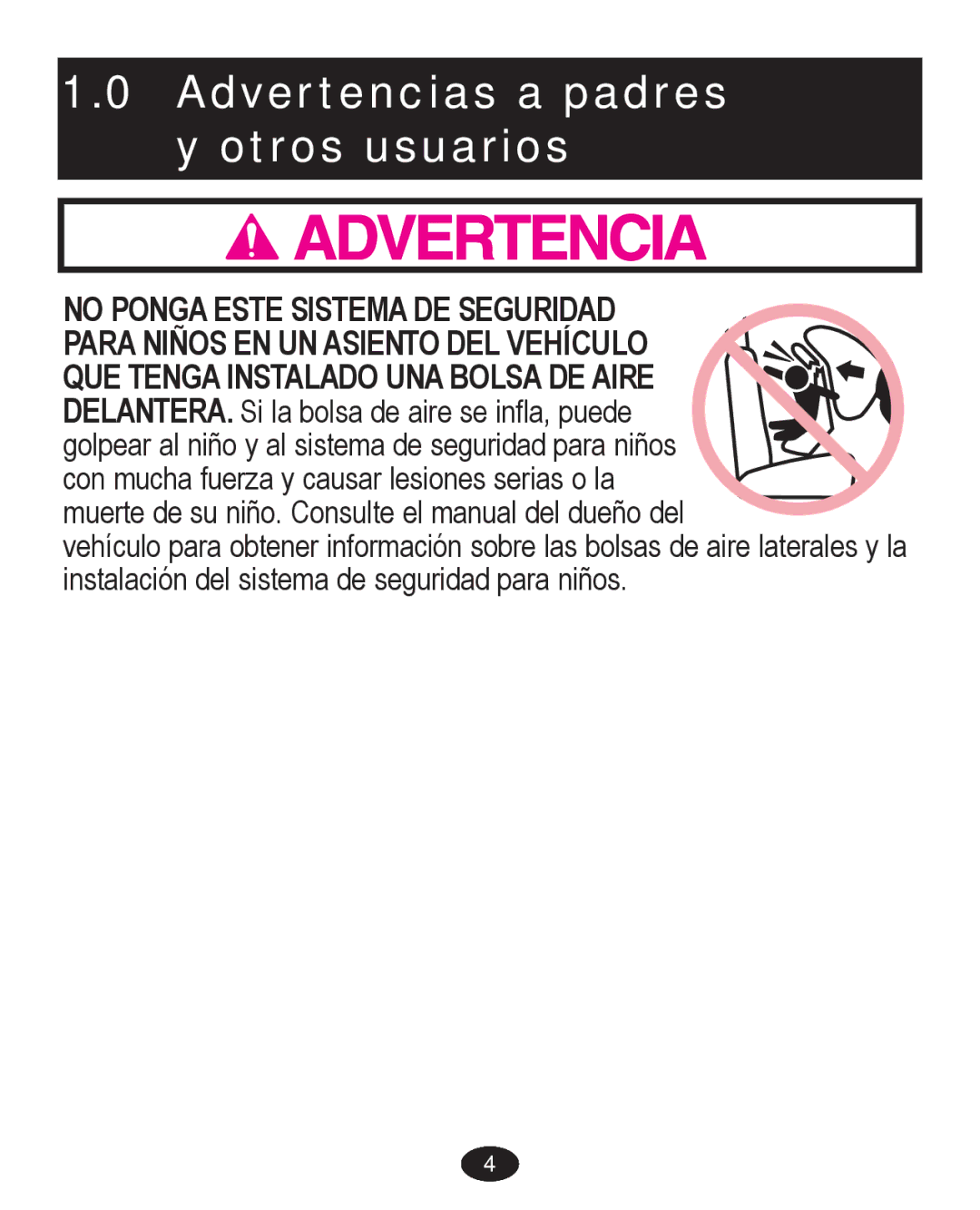 Graco PD224061A owner manual Advertencias a padres y otros usuarios 