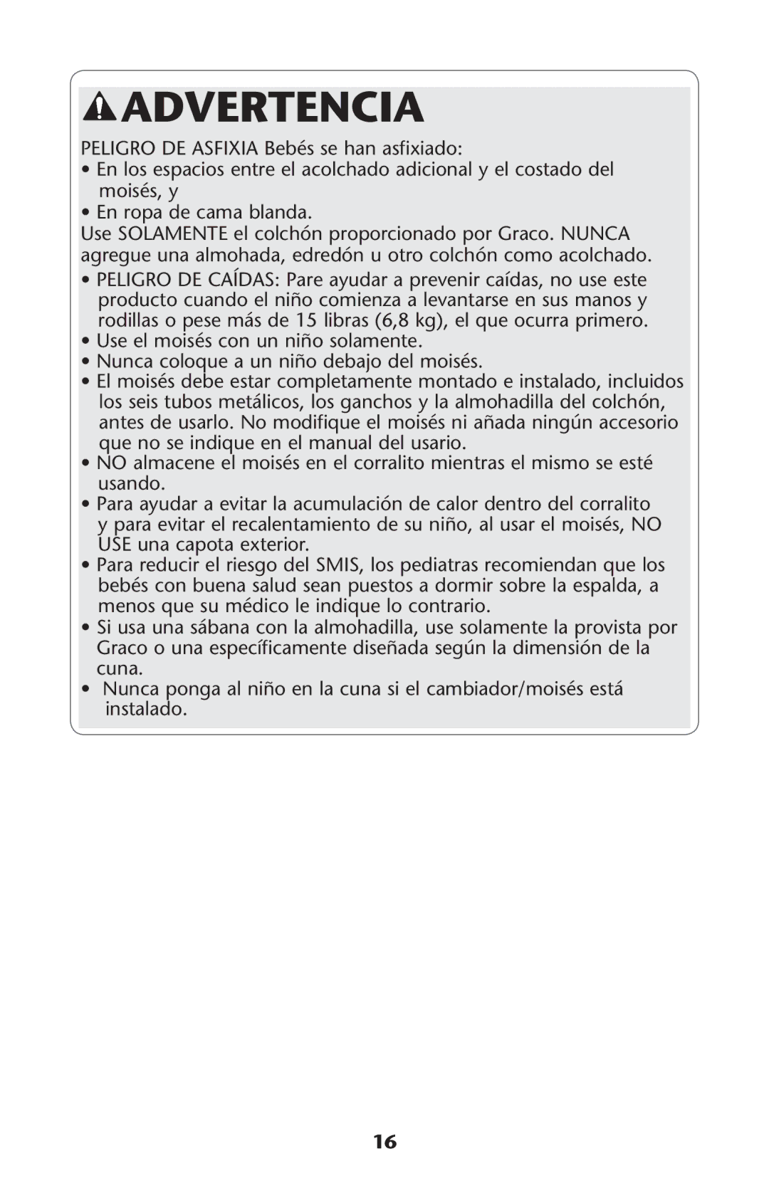 Graco PD224816C owner manual Advertencia, 5SES3/,!-%.4%-EL COLCHØNCPROPORCIONADONPORORACO .5.# 