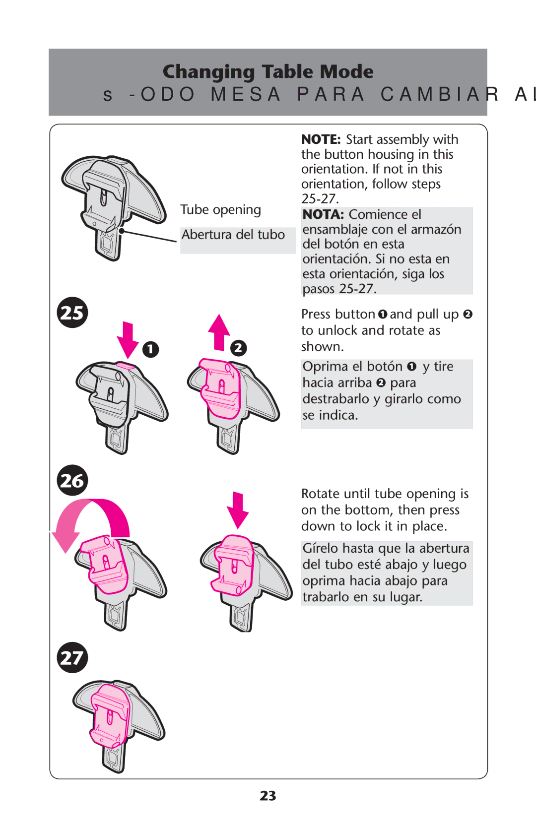 Graco PD224816C owner manual Changing Table Mode Ss-ODO Mesa Para Cambiarbal Bebï 