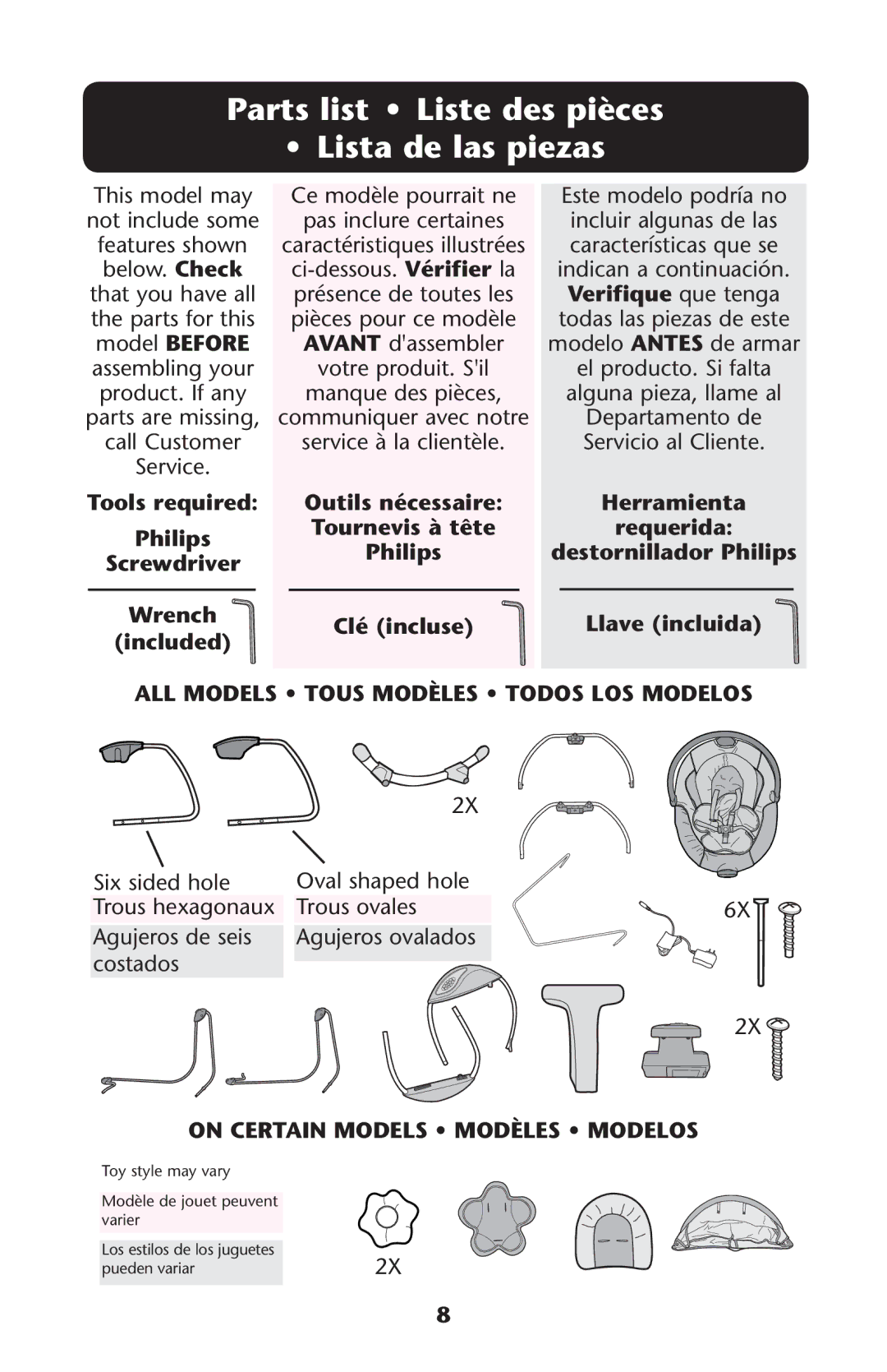 Graco PD225586A owner manual 0ARTSRLIST ss ,ISTESDESEPIÒCES Ss ,ISTASDE Lasapiezas, Verifique que tenga 