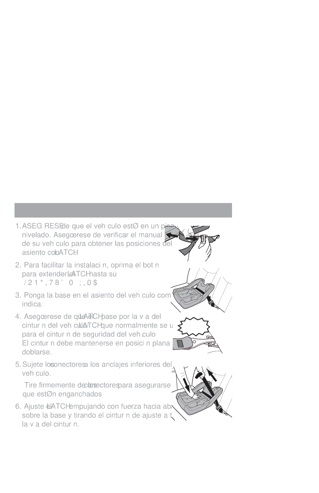 Graco PD226446B manual Utilización del Latch para instalar la base, 21*,780É,0$ 