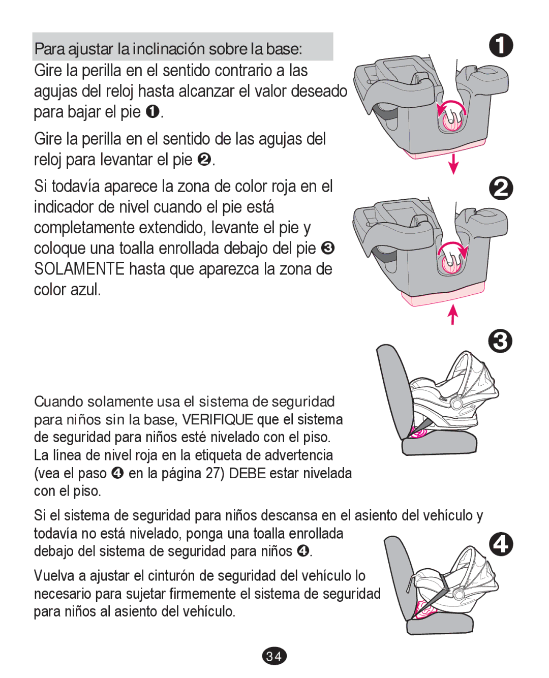 Graco PD226446B manual Para ajustar la inclinación sobre la base 