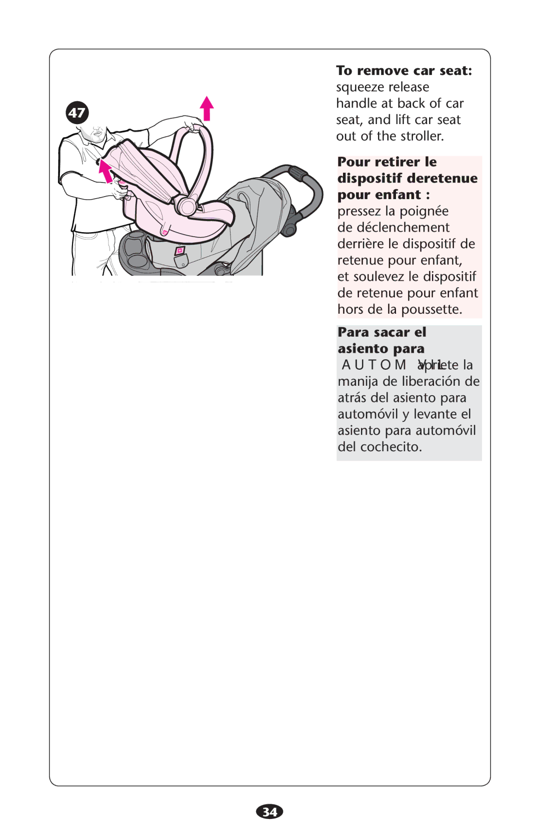 Graco PD226446B manual To remove car seat 