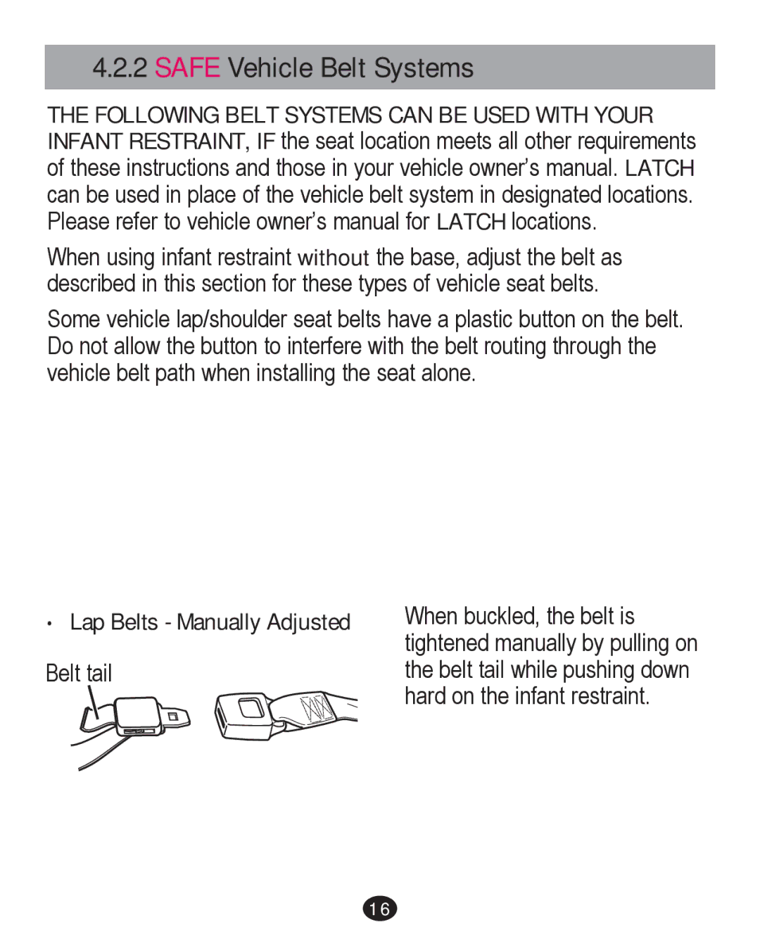 Graco PD226446B manual Safe Vehicle Belt Systems, ‡ Lap Belts Manually Adjusted 