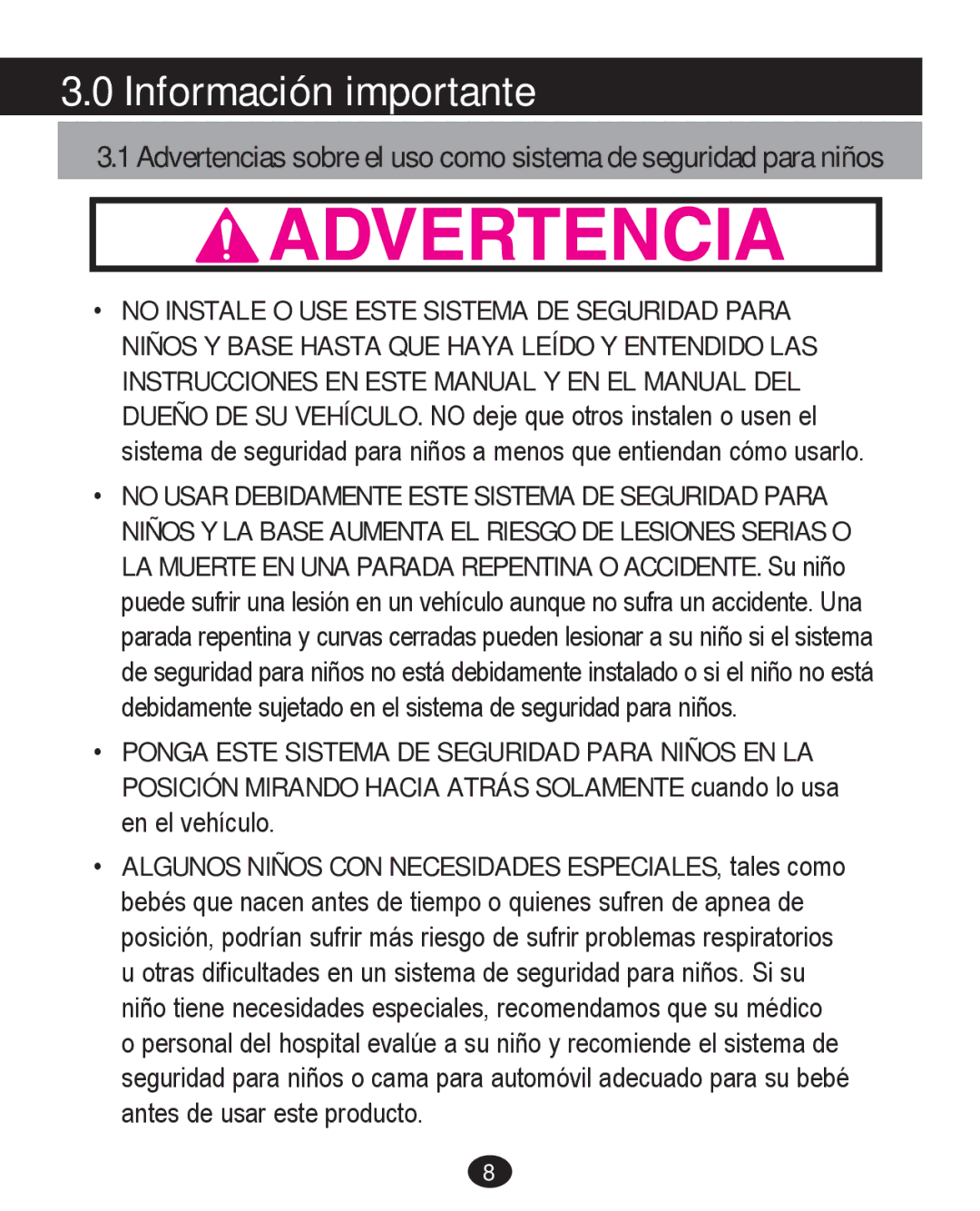 Graco PD226446B manual Información importante 