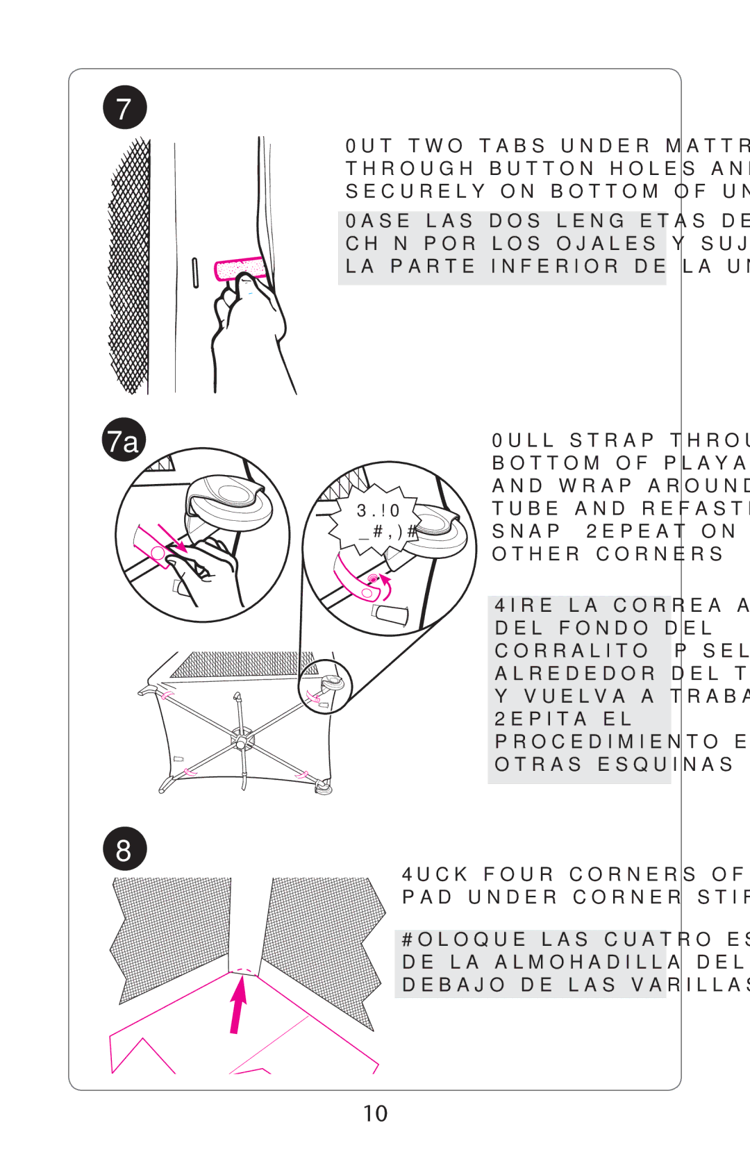 Graco PD227120B owner manual Padaunderdcorner STIFFENERS, 0ASE LASADOSOLENGàETASàDEBAJO Delecol 