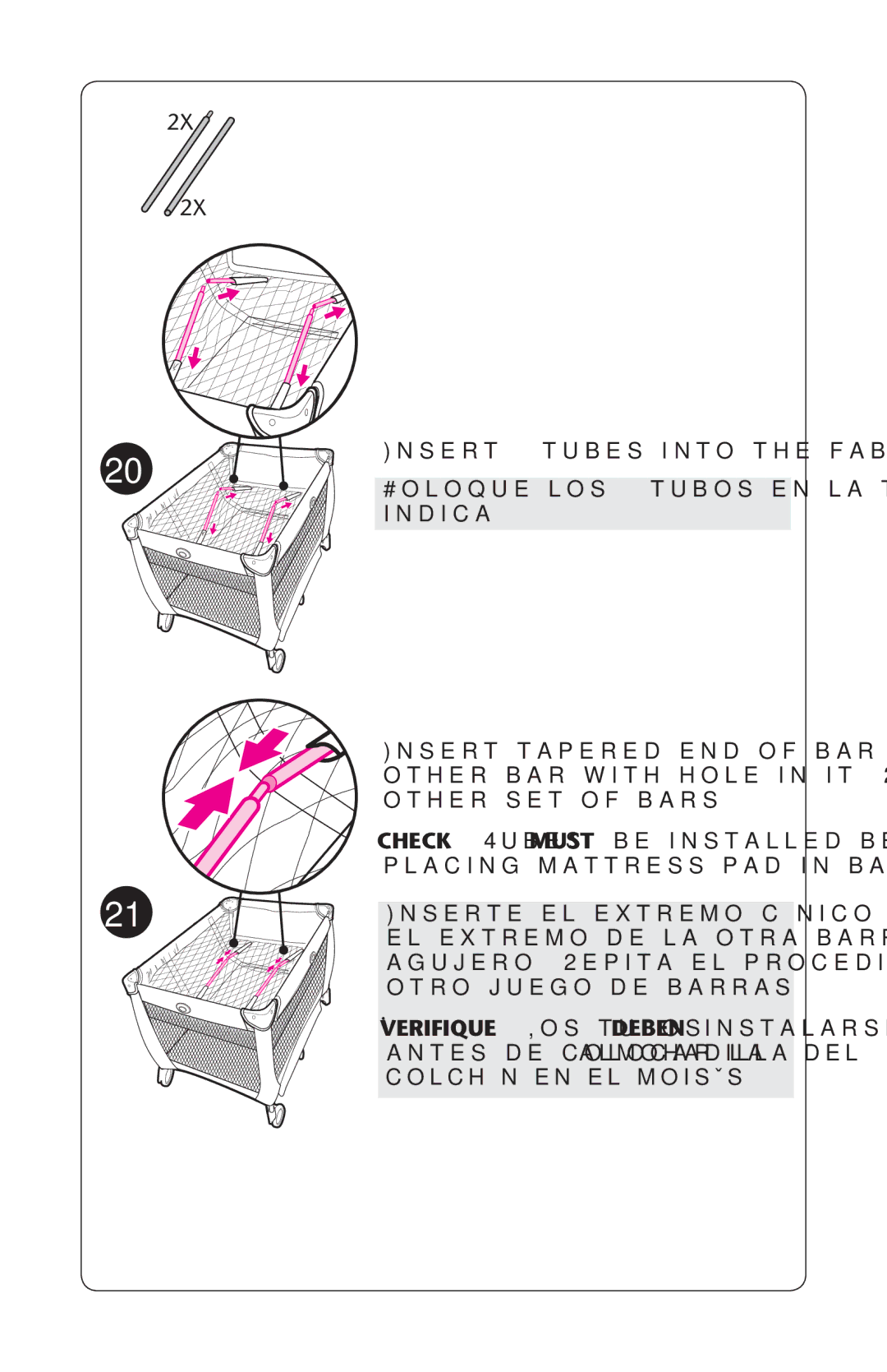 Graco PD227120B owner manual #OLOQUEOLOSOTUBOSBEN LA Tela Como SE INDICAI, Otherhseteof BARS, Otro Juegoede Barras 