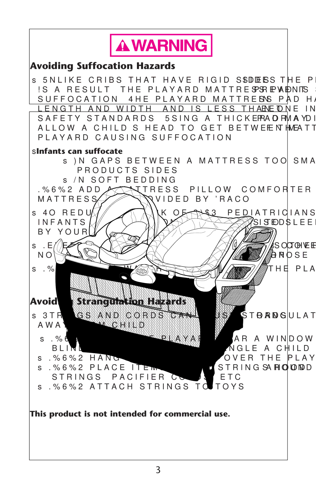 Graco PD227120B owner manual Soft BEDDING, Mattress Padaprovided by RACO, Ss.%6%26USESAAWATERTMATTRESS with THEHPLAYARD 