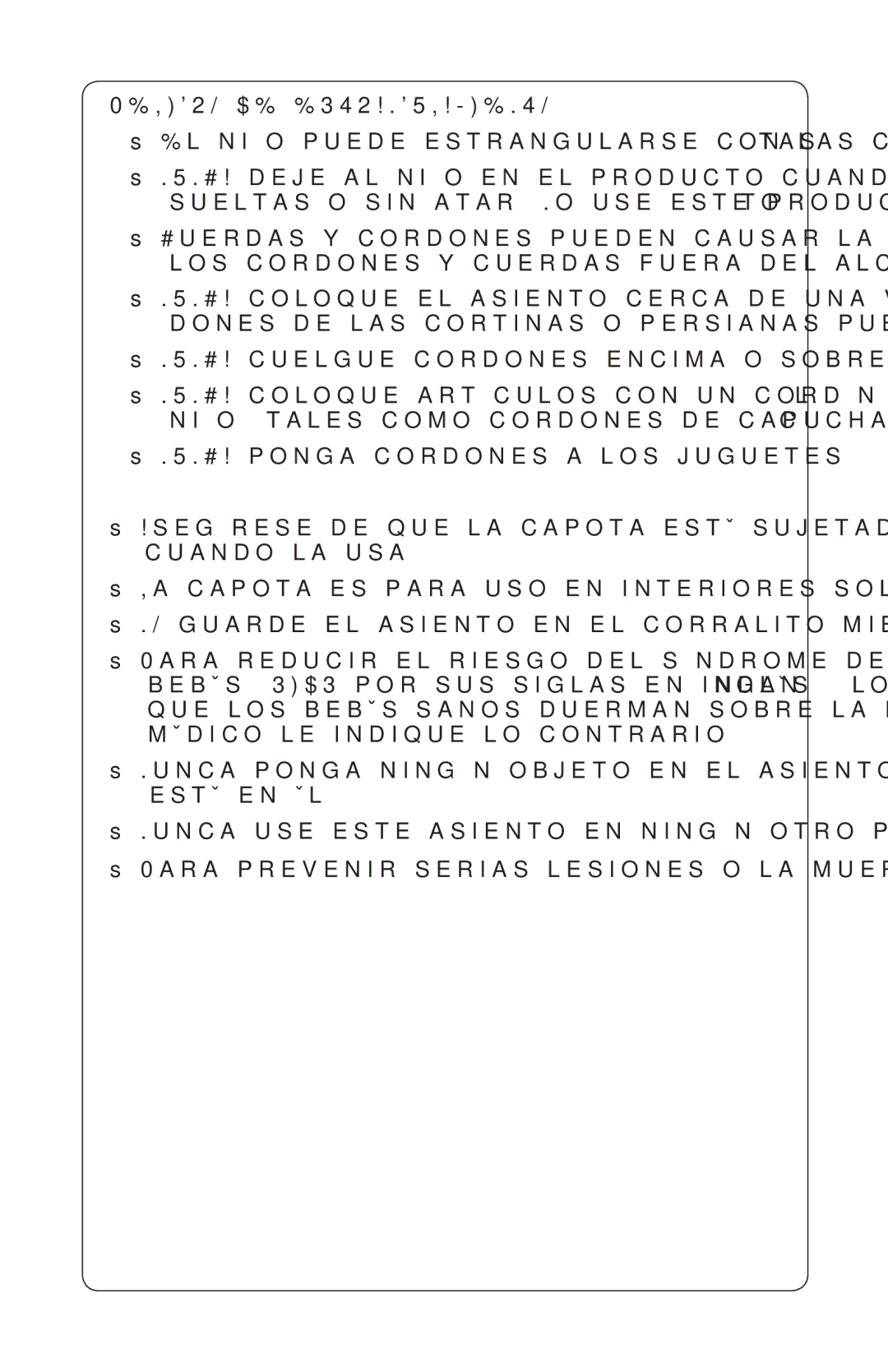 Graco PD227120B owner manual $% %342!.5,!-%.4/, Ss.5.#!.CUELGUELCORDONES Encima Oosobrebel ASIENTO, Estï EN ÏL 