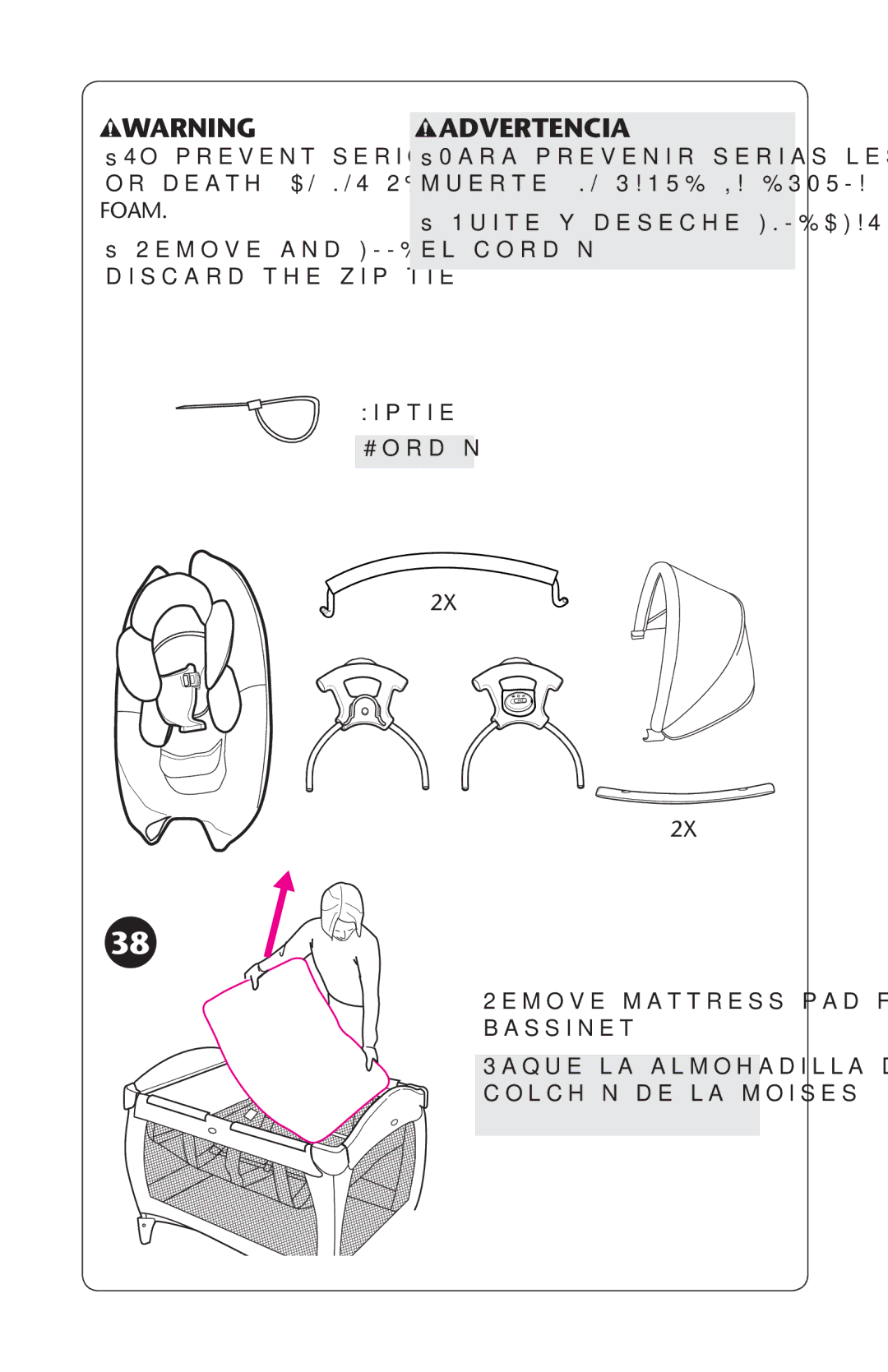 Graco PD227120B owner manual Or Death $/ ./4/2%-/6% MUERTER./ 3!15%1,! %305-!, Foam, Ss2EMOVE ANDN--%$!4%,9, El Cordøn 