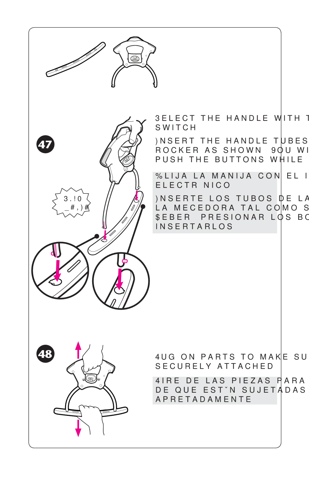 Graco PD227120B owner manual 3ELECT Thehhandle with Thehelectronic SWITCH, Lijaila Manija Conoel Interruptorr ELECTRØNICO 