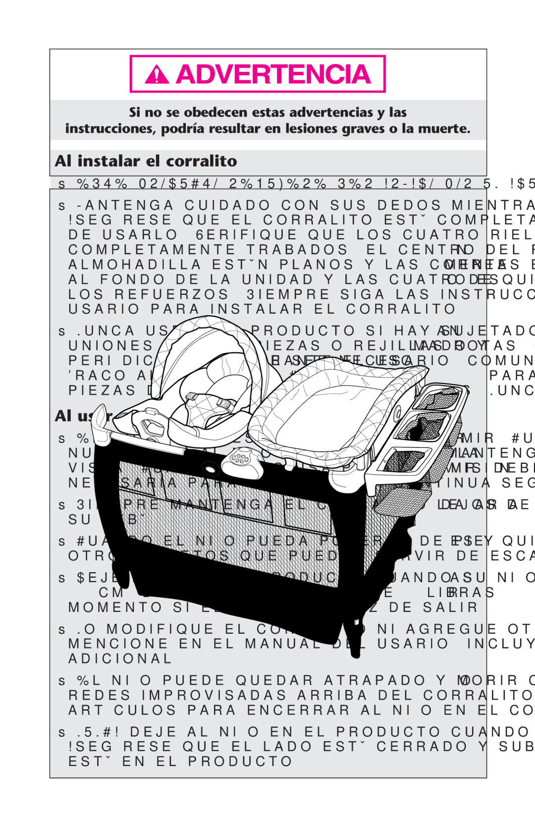 Graco PD227120B Ss%34% 02/$5#4/ 2%15%2% 3%2%!2-!$/ 0/2/5. !$5,4/, Usario Para Instalar EL CORRALITO, Su Bebï 