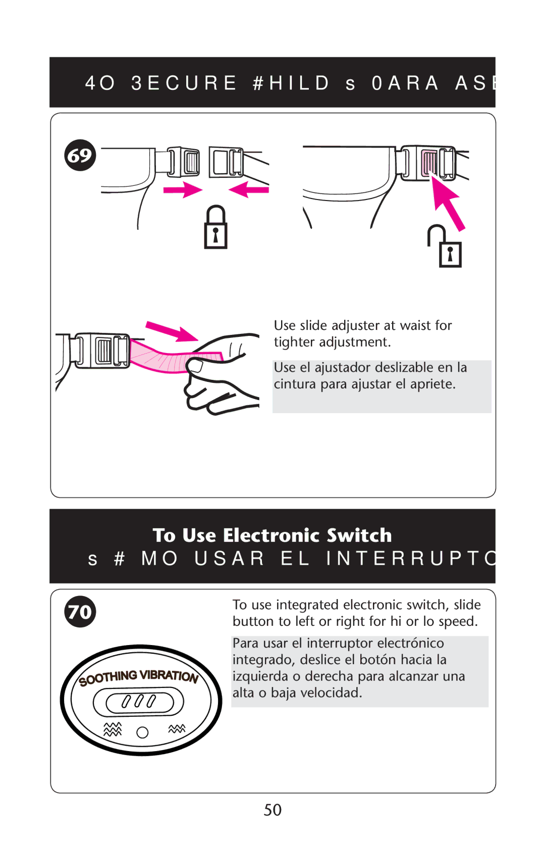 Graco PD227120B owner manual 4O 3ECURE #HILDIss0ARA Asegurar AL NI×O, To Use Electronic Switch 