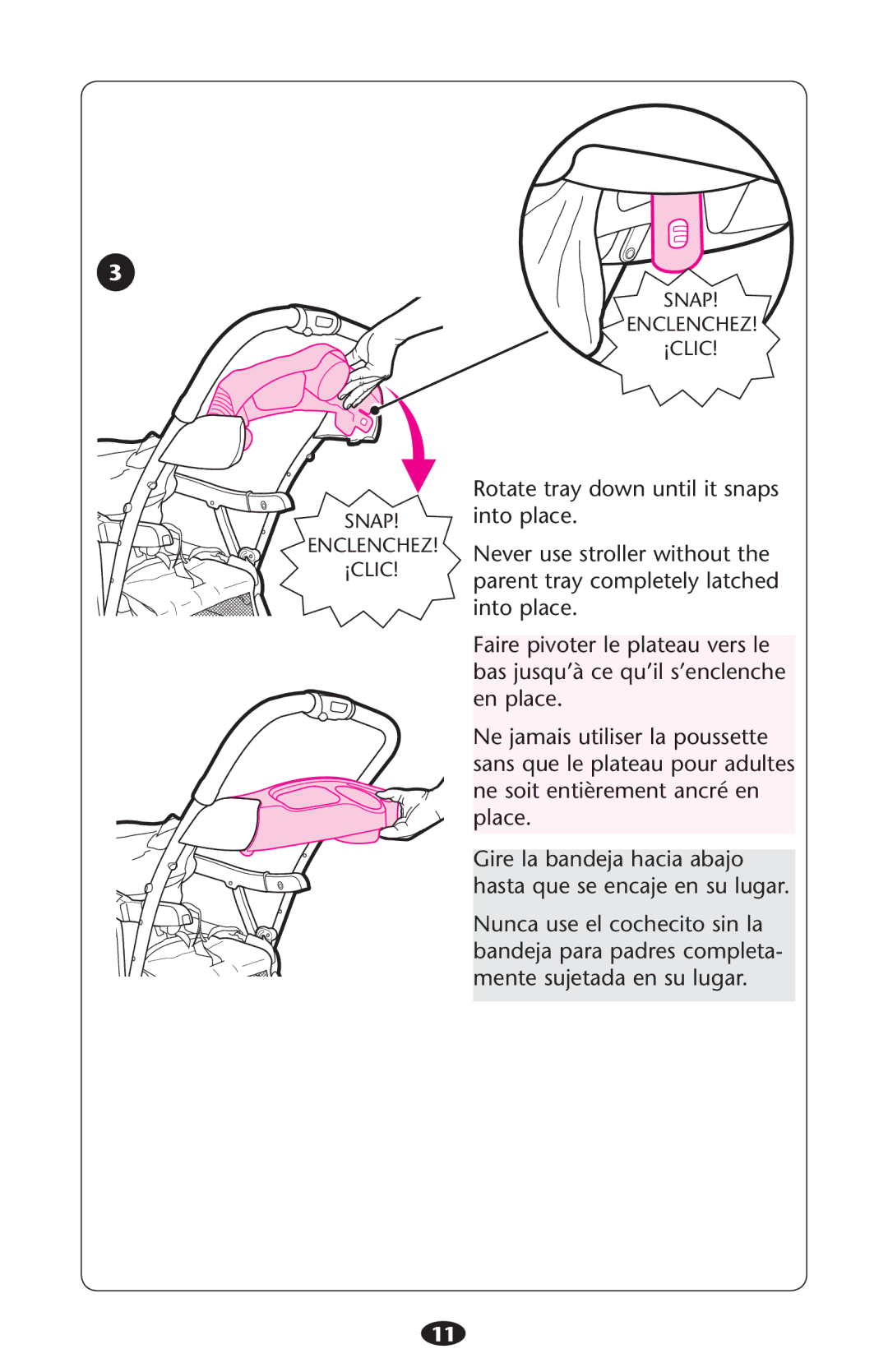 Graco PD232784A 3/13 manual Snap Enclenchez ¡CLIC 