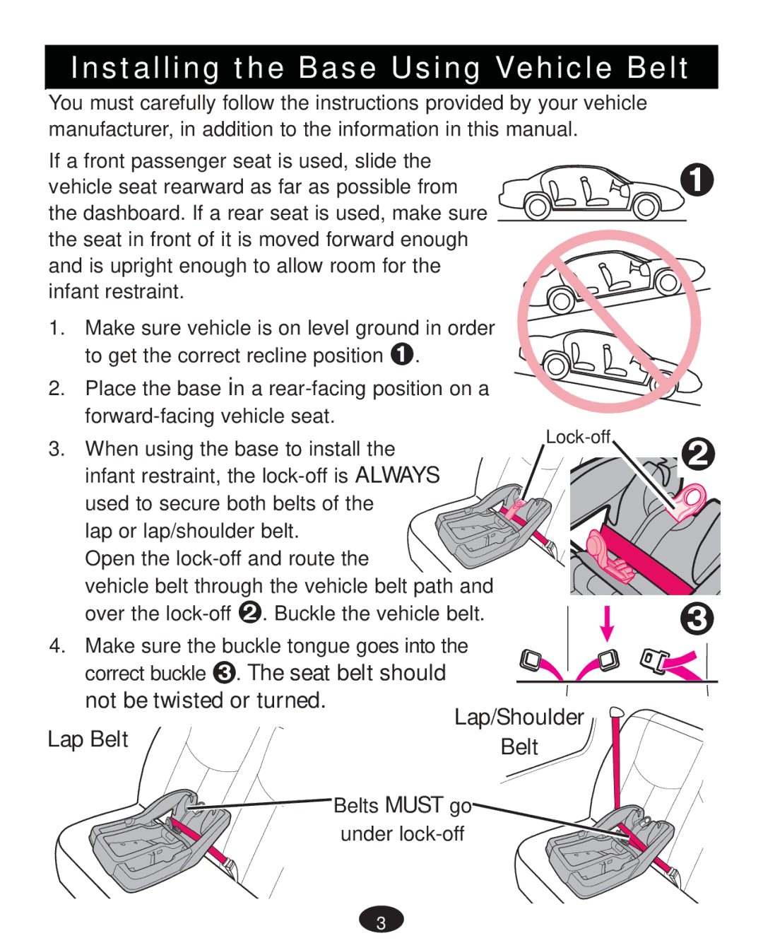 Graco PD233684A owner manual Installing the Base Using Vehicle Belt 