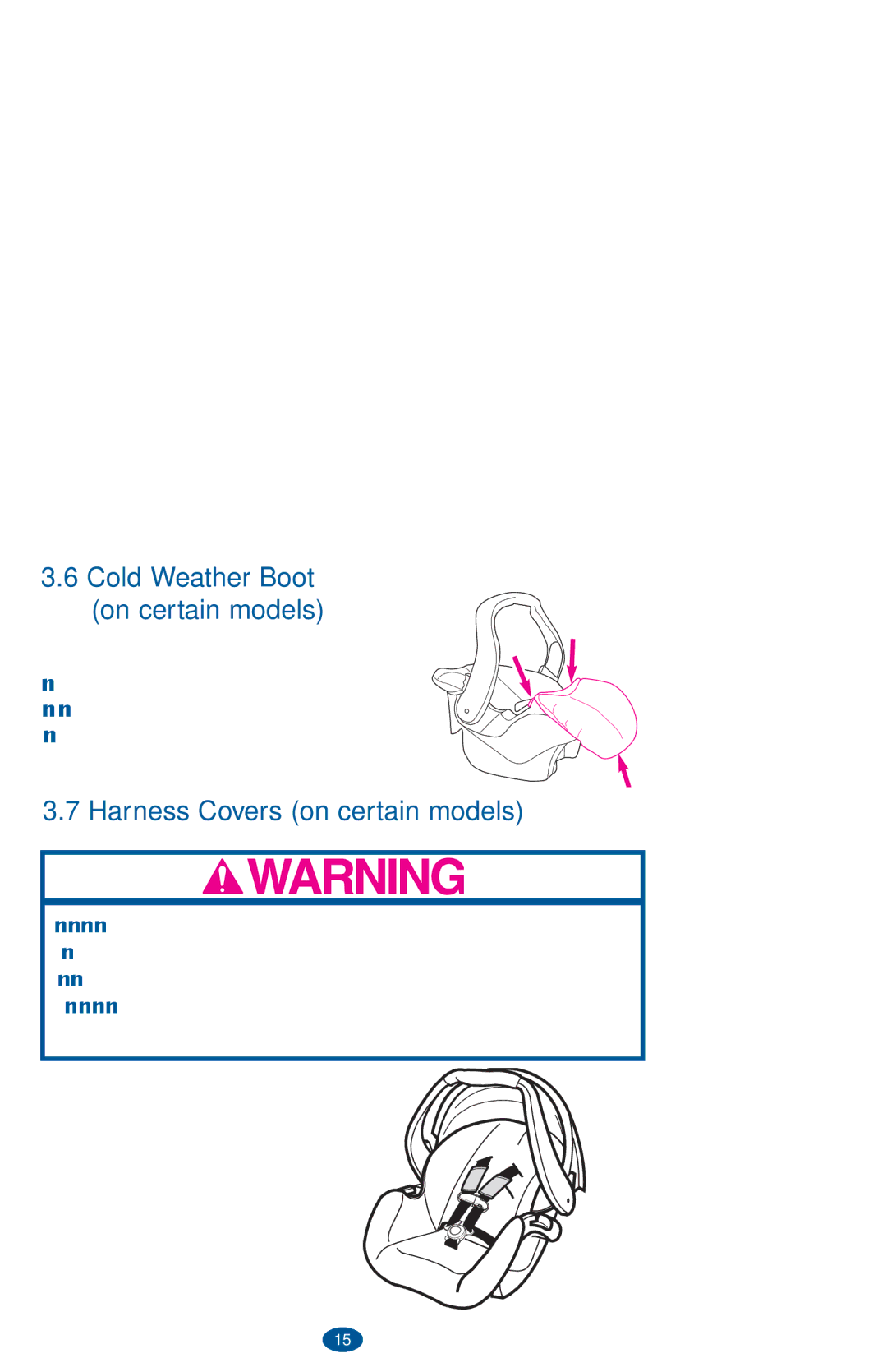 Graco PD236242A owner manual Cold Weather Boot On certain models, Harness Covers on certain models 