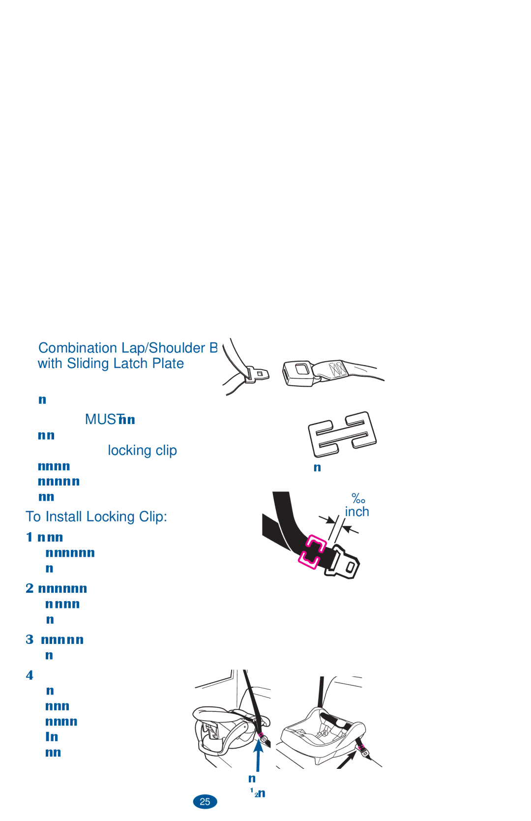 Graco PD236242A owner manual ‡ Combination Lap/Shoulder Belt With Sliding Latch Plate, To Install Locking Clip 