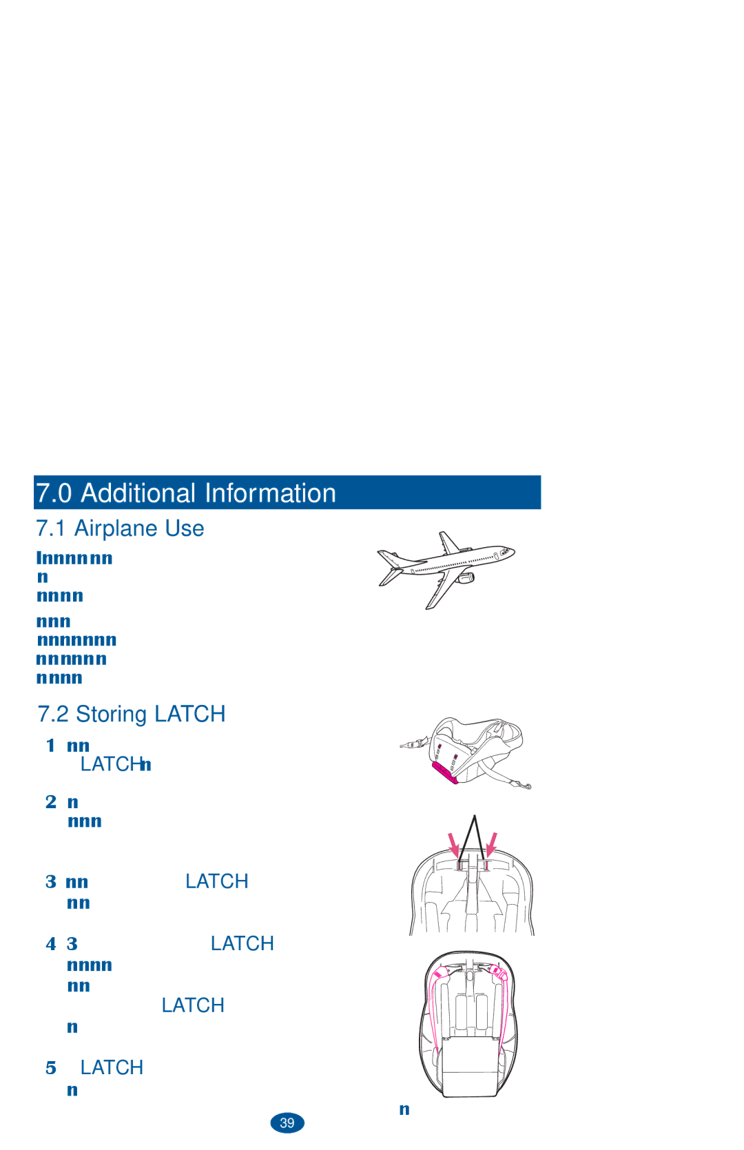 Graco PD236242A owner manual Additional Information, Airplane Use, Storing Latch 