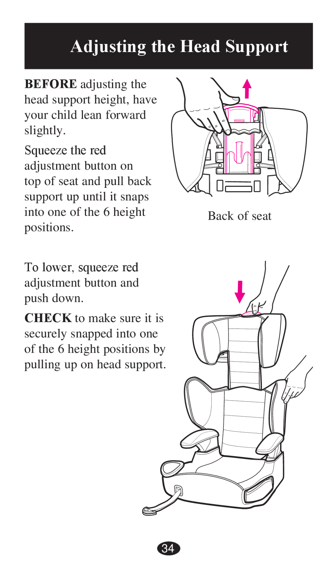 Graco PD236799A 3/13 owner manual Adjusting the Head Support, 6TXHHHWKHUHG 