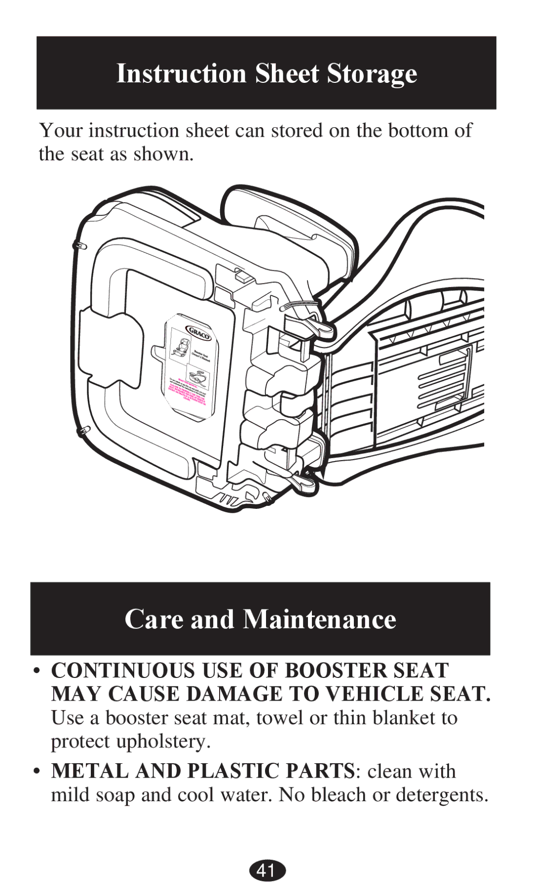 Graco PD236799A 3/13 owner manual Instruction Sheet Storage, Care and Maintenance 