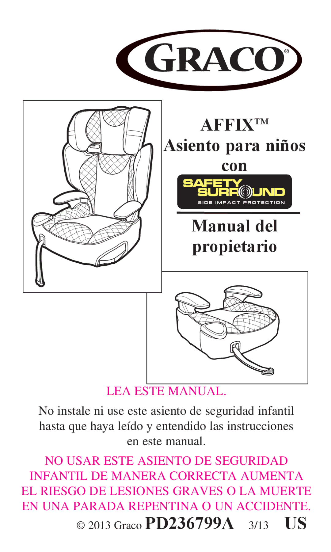 Graco PD236799A 3/13 owner manual Asiento para niños 