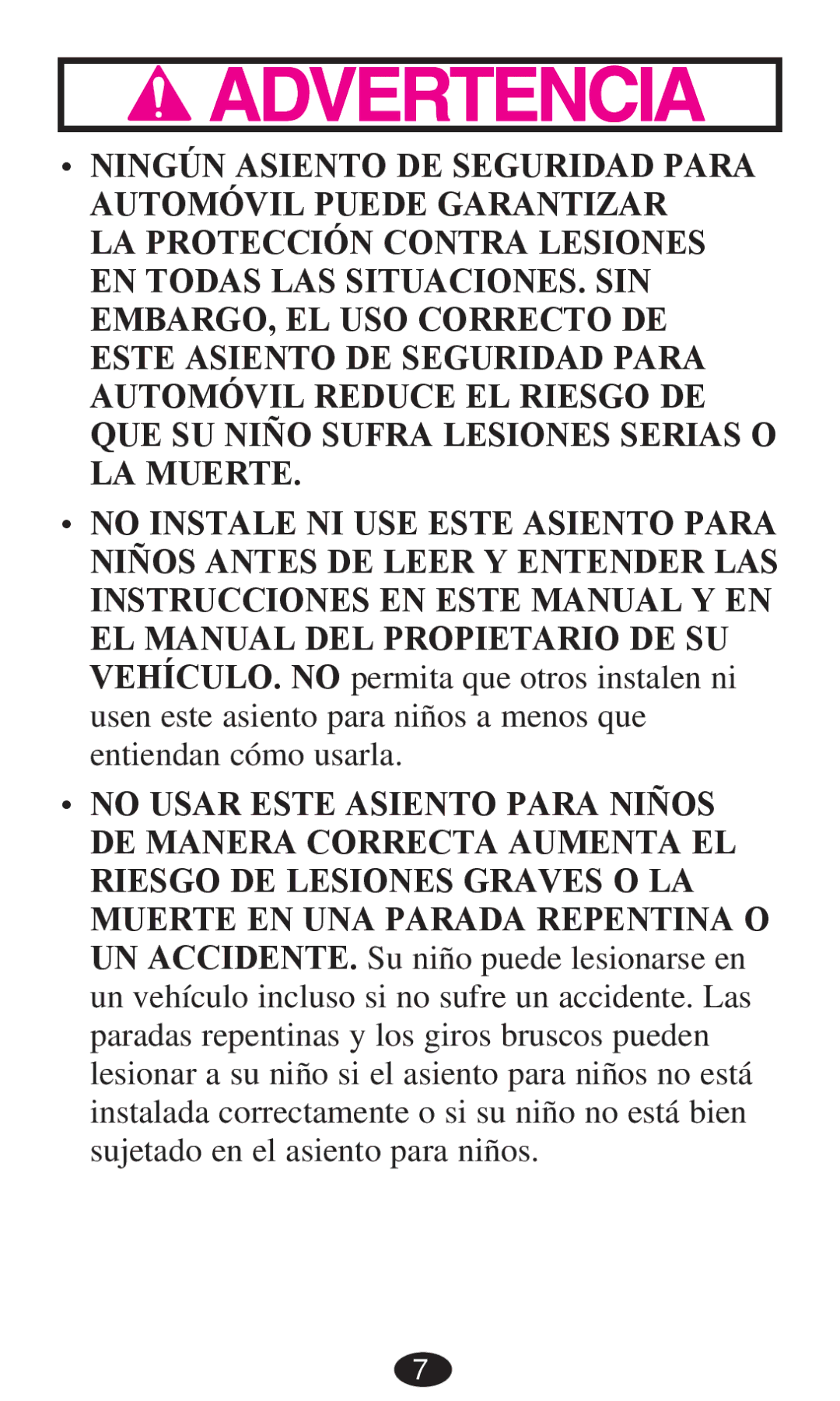 Graco PD236799A 3/13 owner manual ‡ no Usar Este Asiento Para Niños 