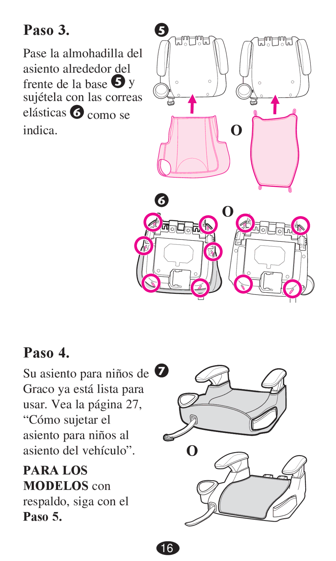 Graco PD236799A 3/13 owner manual Para LOS Modelos con respaldo, siga con el Paso 